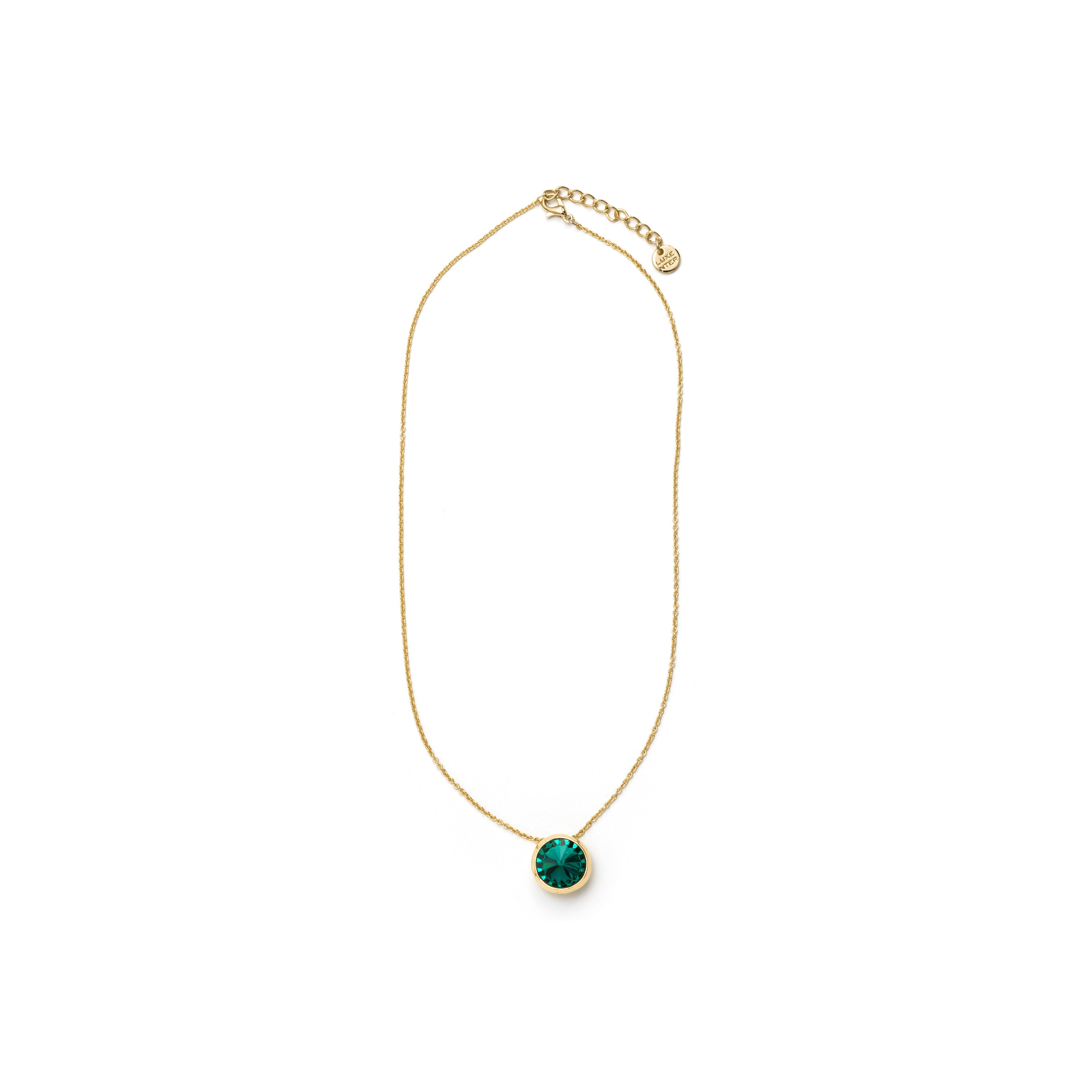 Green Crystal Necklace finished in 18k Yellow Gold - Ness