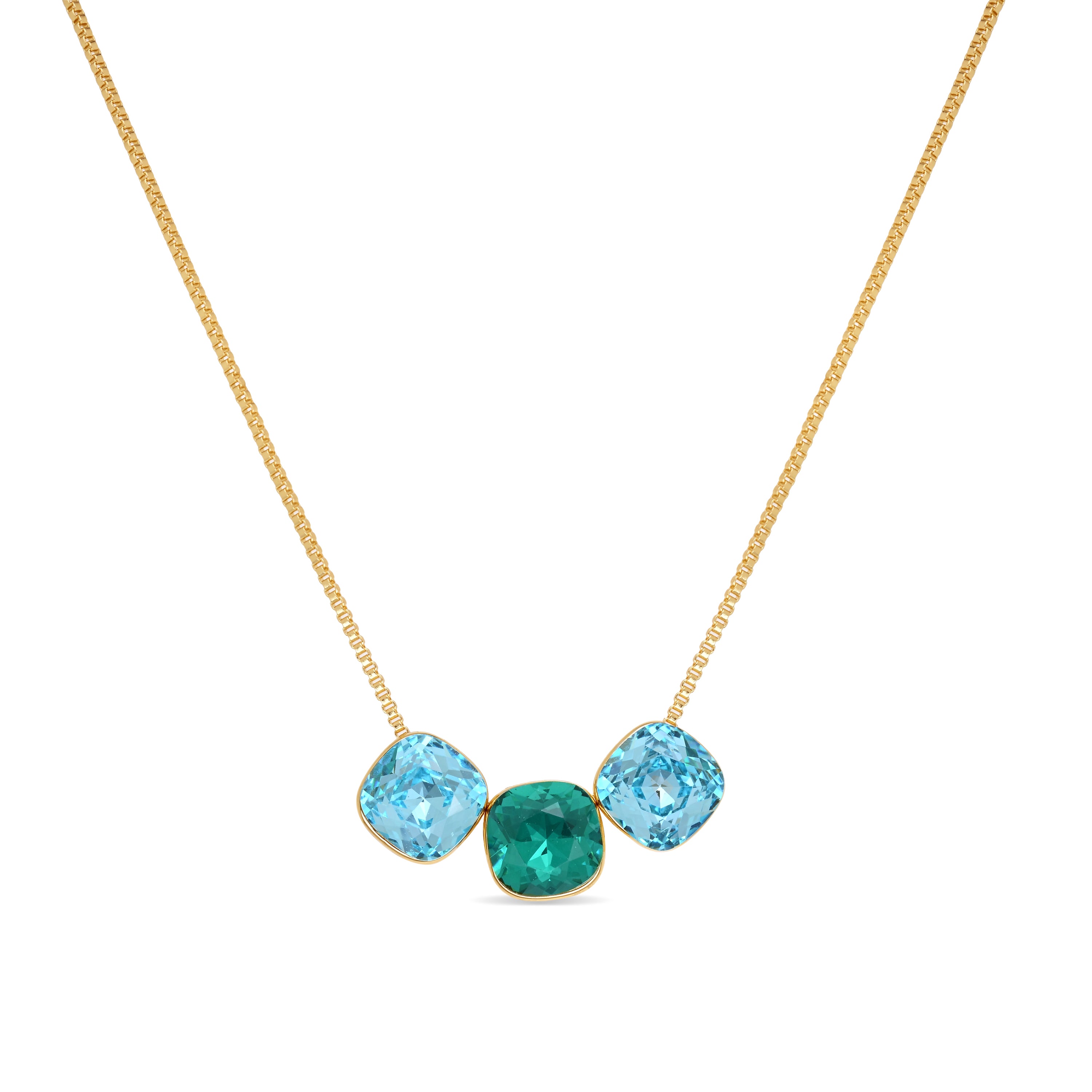 Collar de Cristal Azul acabado en oro amarillo de 18k - Kibuki