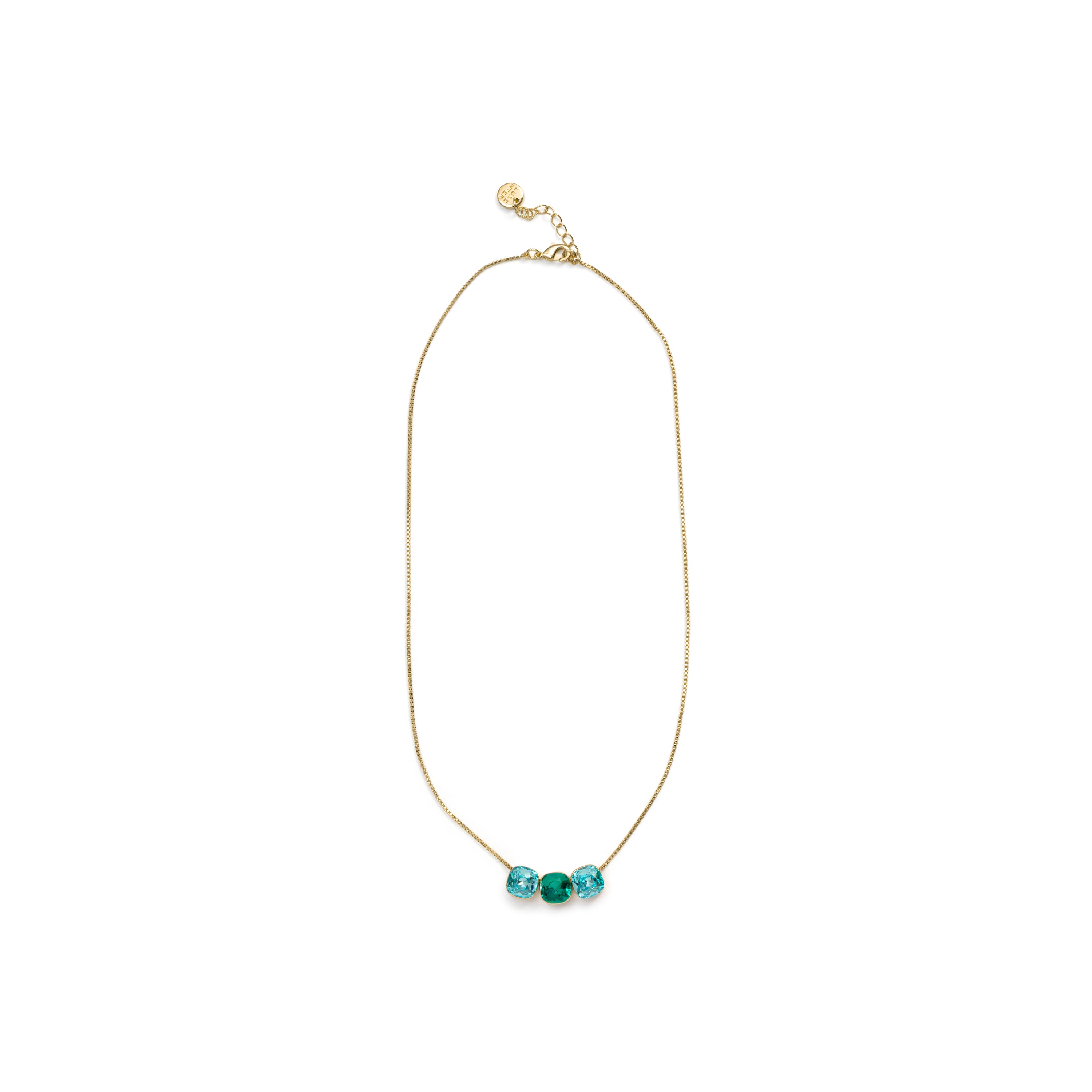Blue Crystal Necklace finished in 18k Yellow Gold - Kibuki