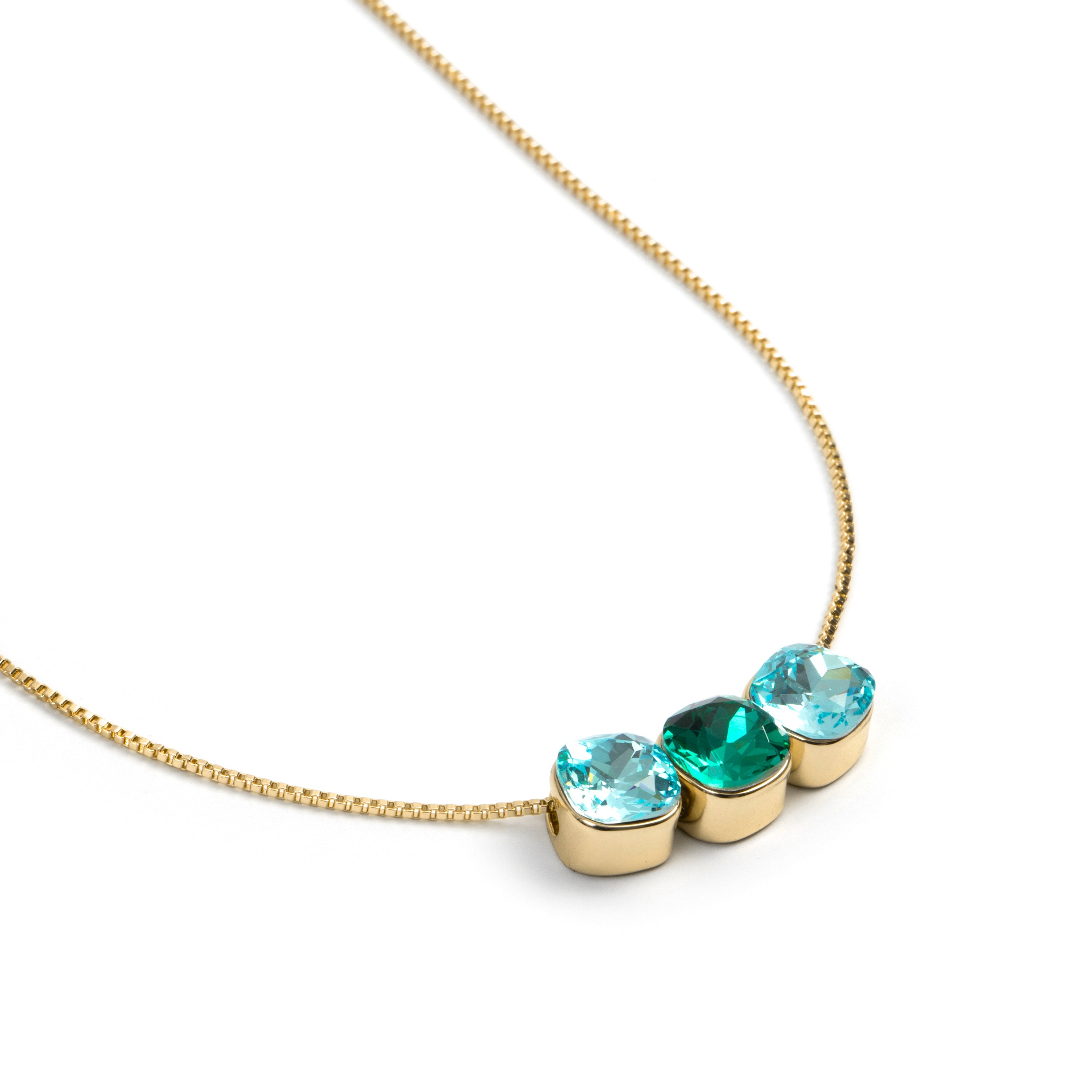 Blue Crystal Necklace finished in 18k Yellow Gold - Kibuki