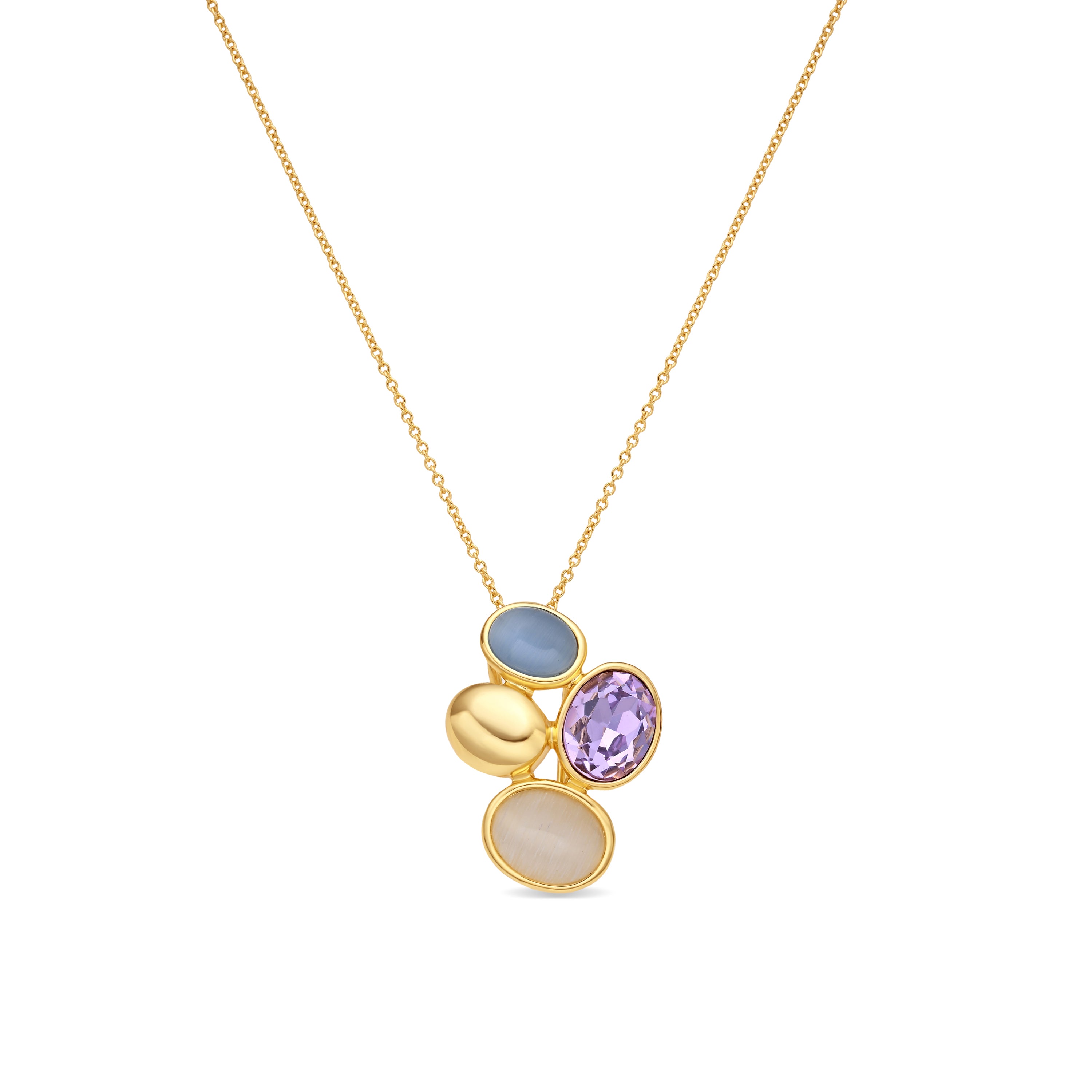 Purple Crystal Necklace finished in 18k yellow gold - Sionu