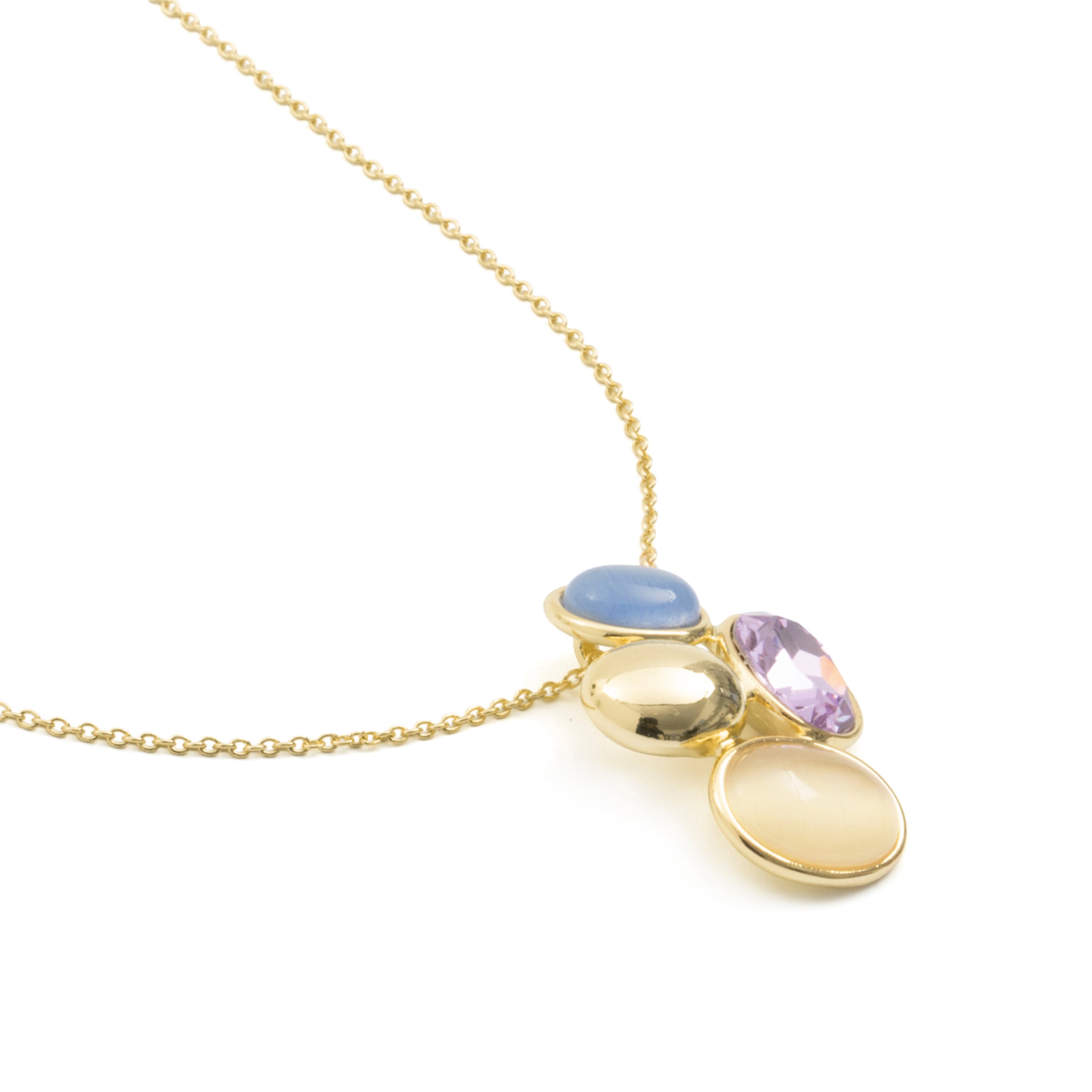 Purple Crystal Necklace finished in 18k yellow gold - Sionu