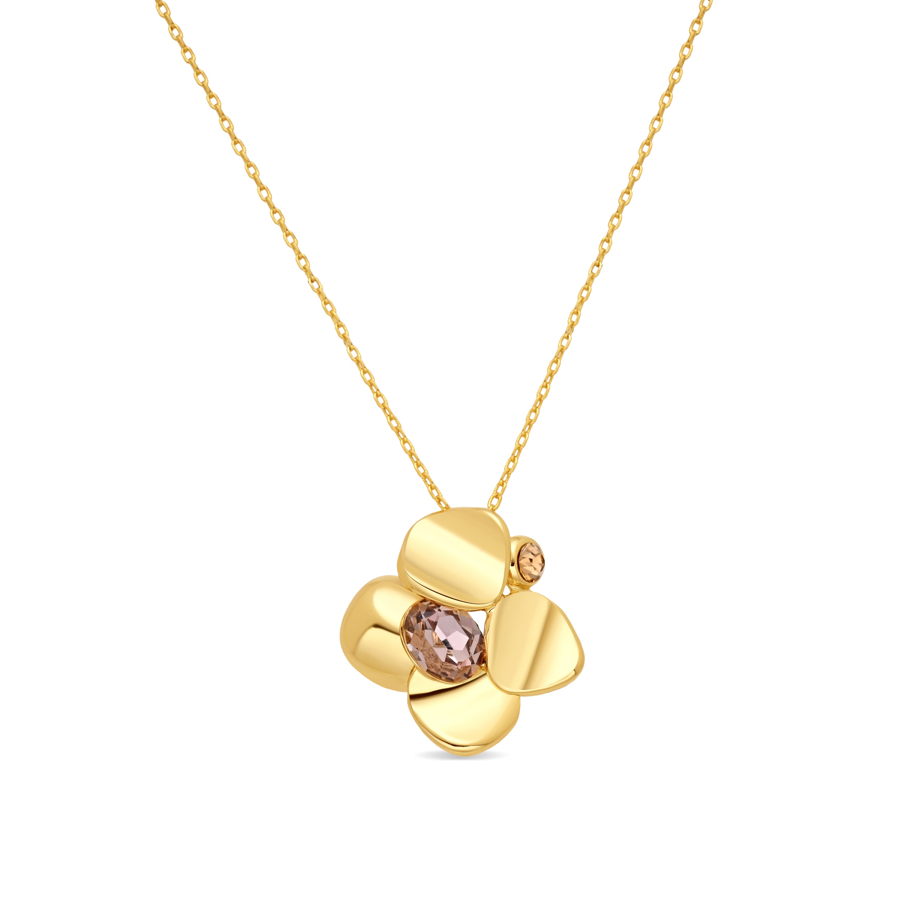 Collar de Cristal Rosa acabado en oro amarillo de 18k - Dilom