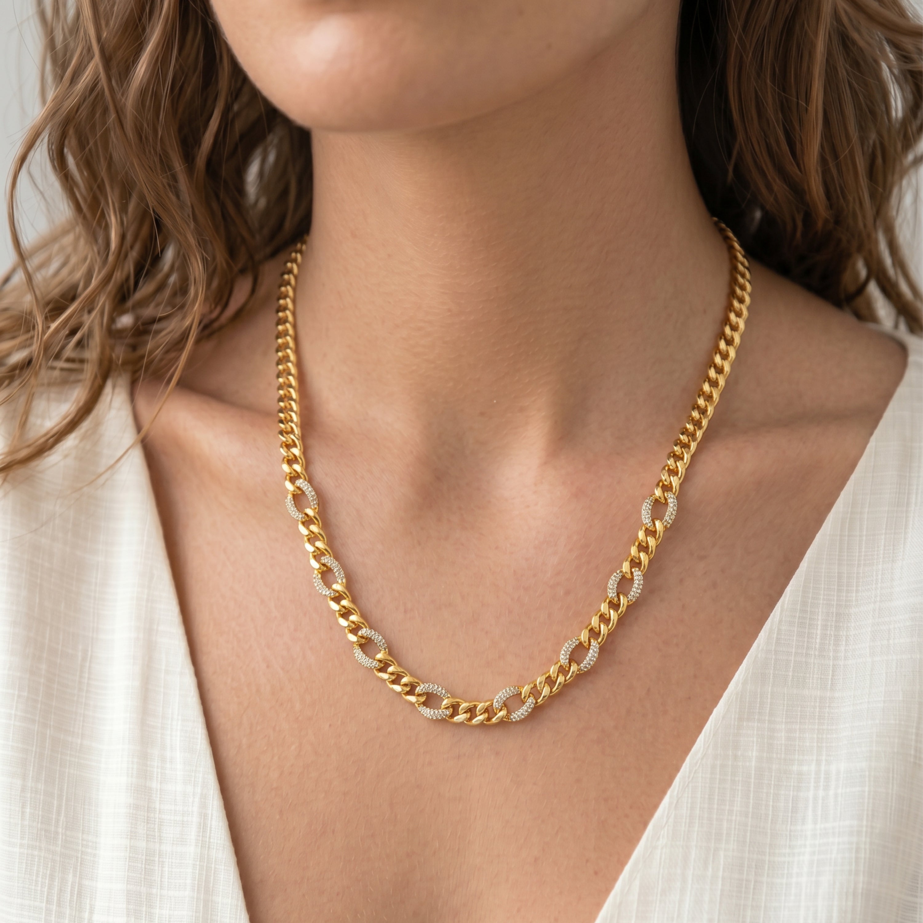 Balhaj Collar with 18k Yellow Gold Finish - Balhaj WHITE