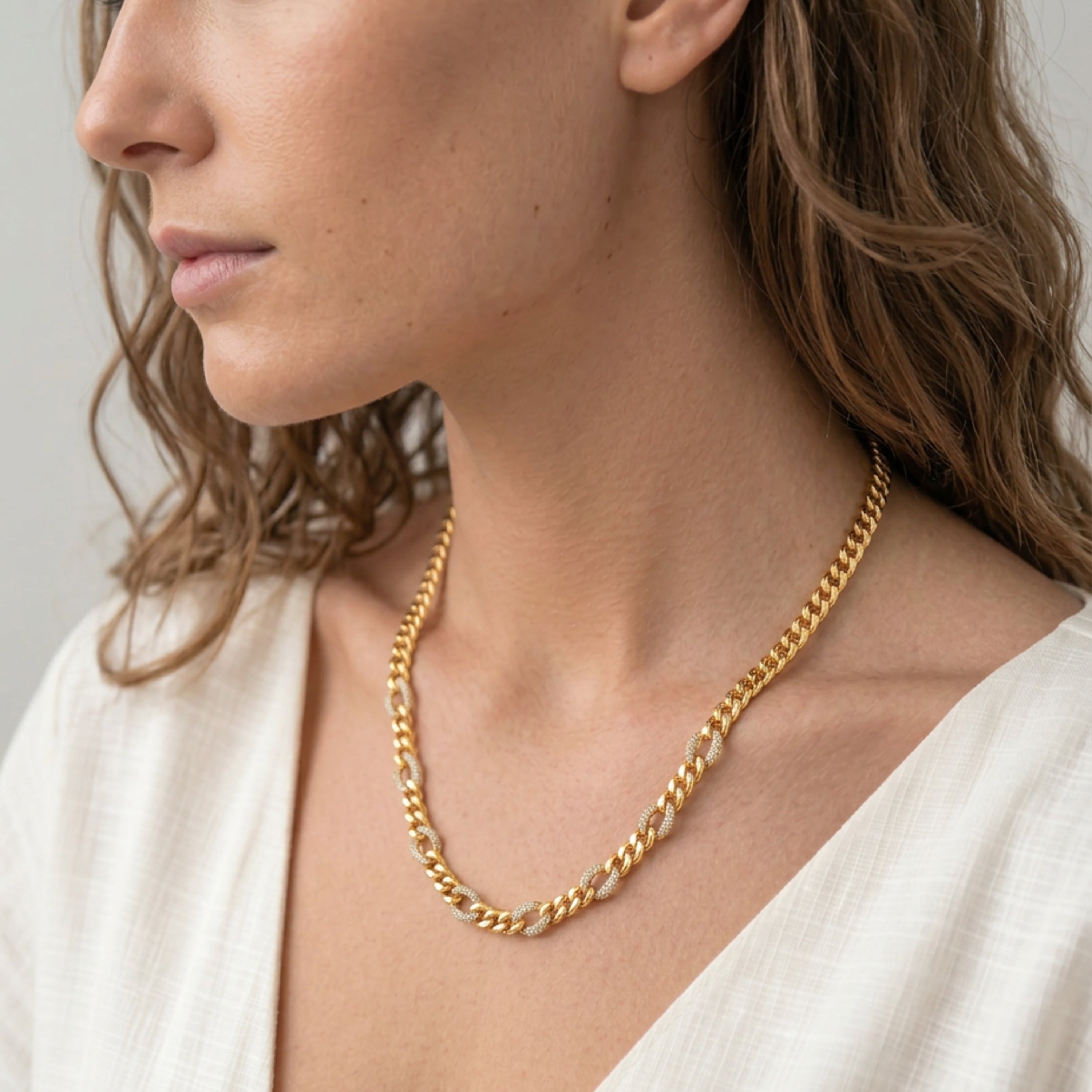 Balhaj Collar with 18k Yellow Gold Finish - Balhaj WHITE