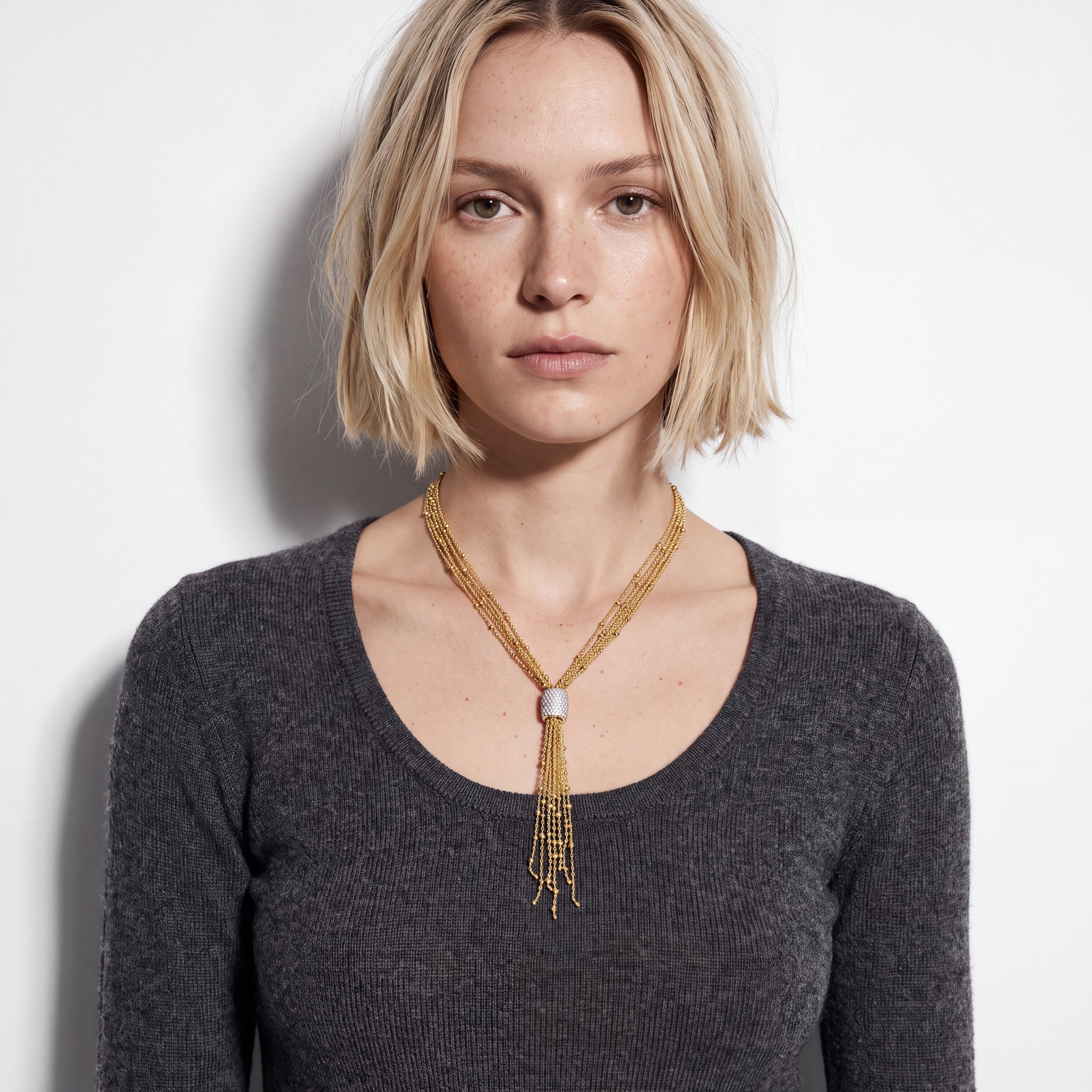 Collar de Circonita Brillante acabado en oro amarillo de 18k - Dush