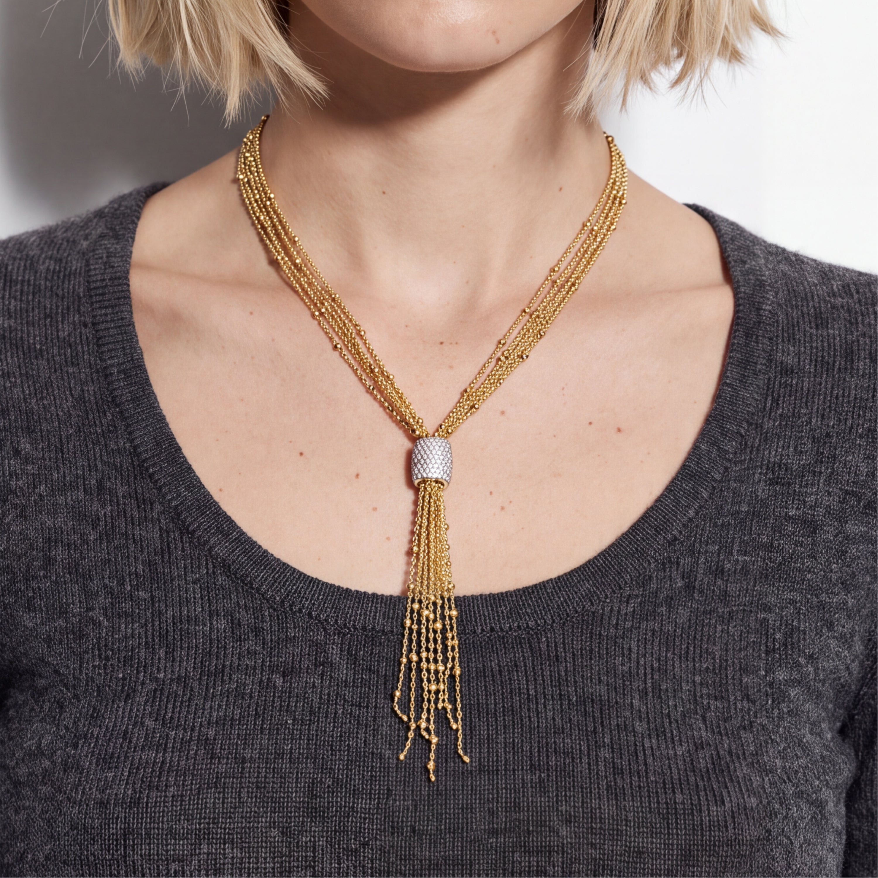 Collar de Circonita Brillante acabado en oro amarillo de 18k - Dush