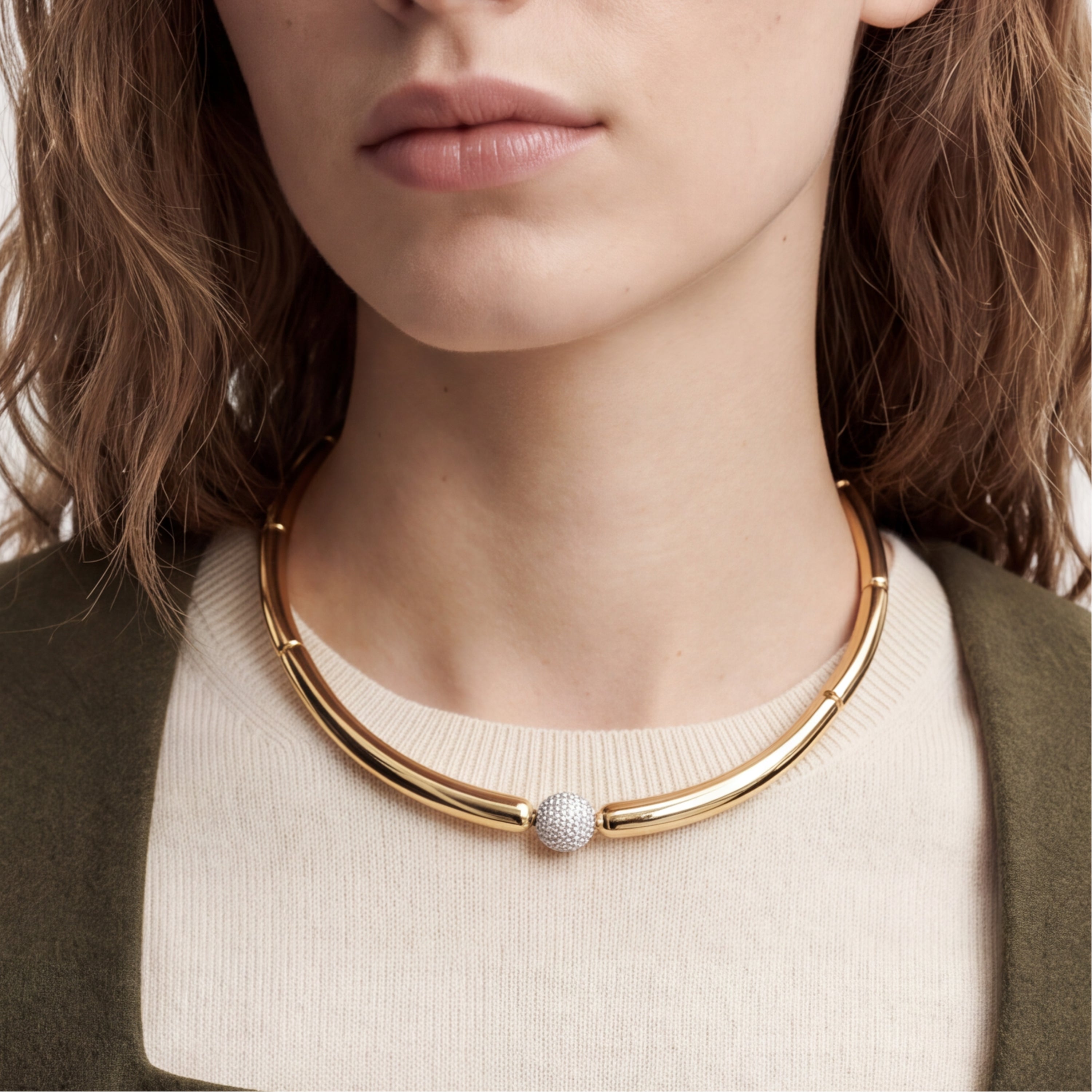 Collar de Circonita Brillante acabado en oro amarillo de 18k - Silrat