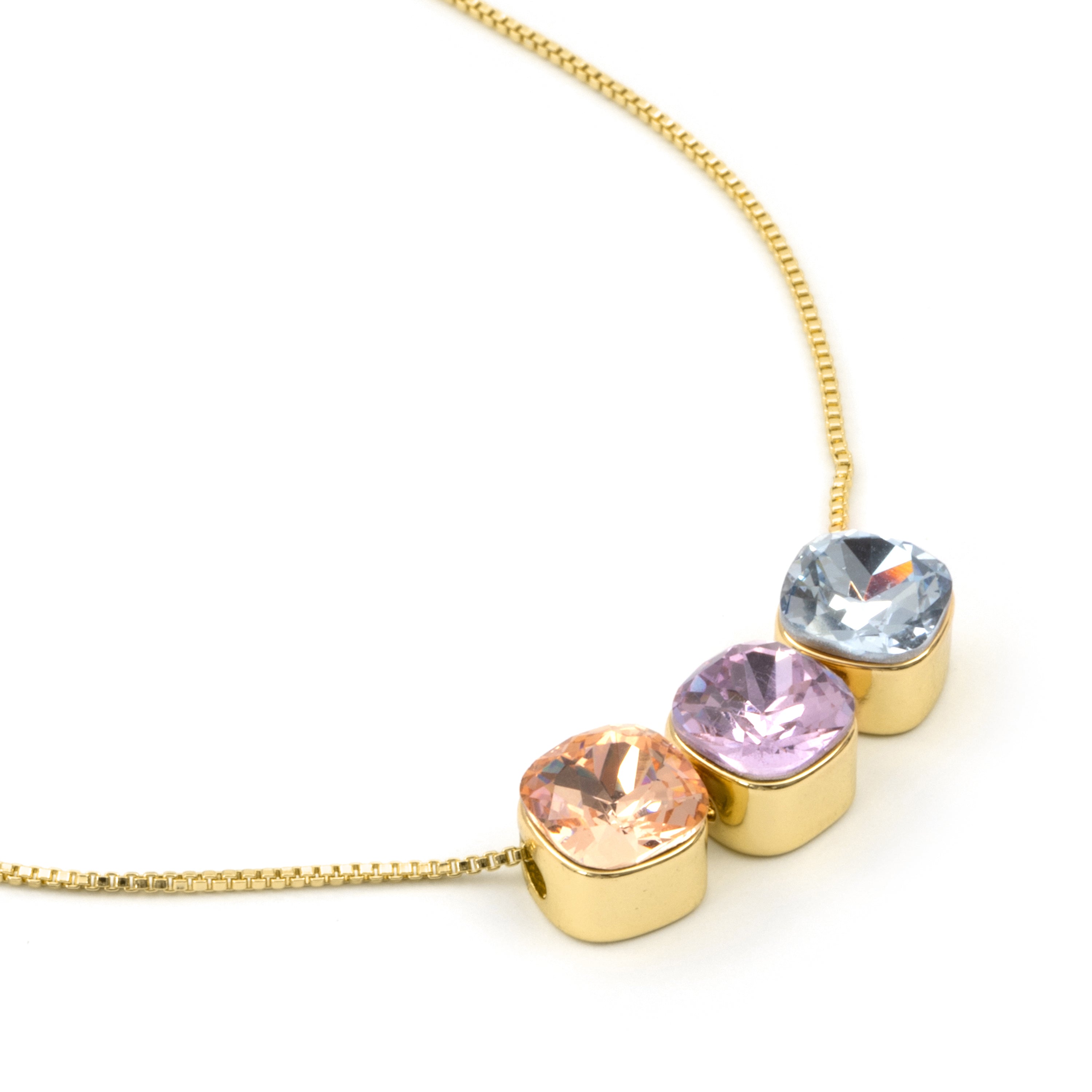 Multicolored Crystal Necklace with 18k Yellow Gold Finish - Sires