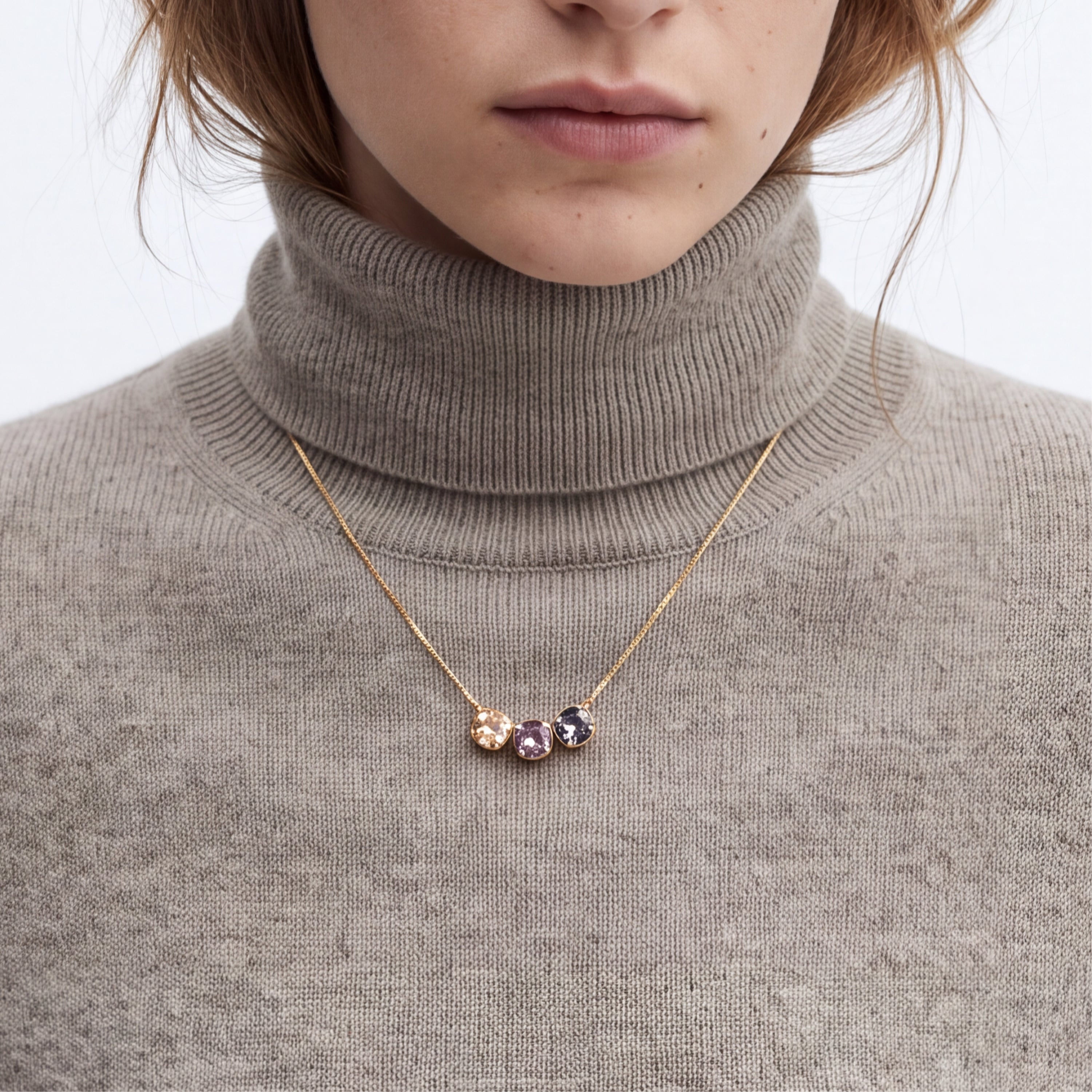 Multicolored Crystal Necklace with 18k Yellow Gold Finish - Sires