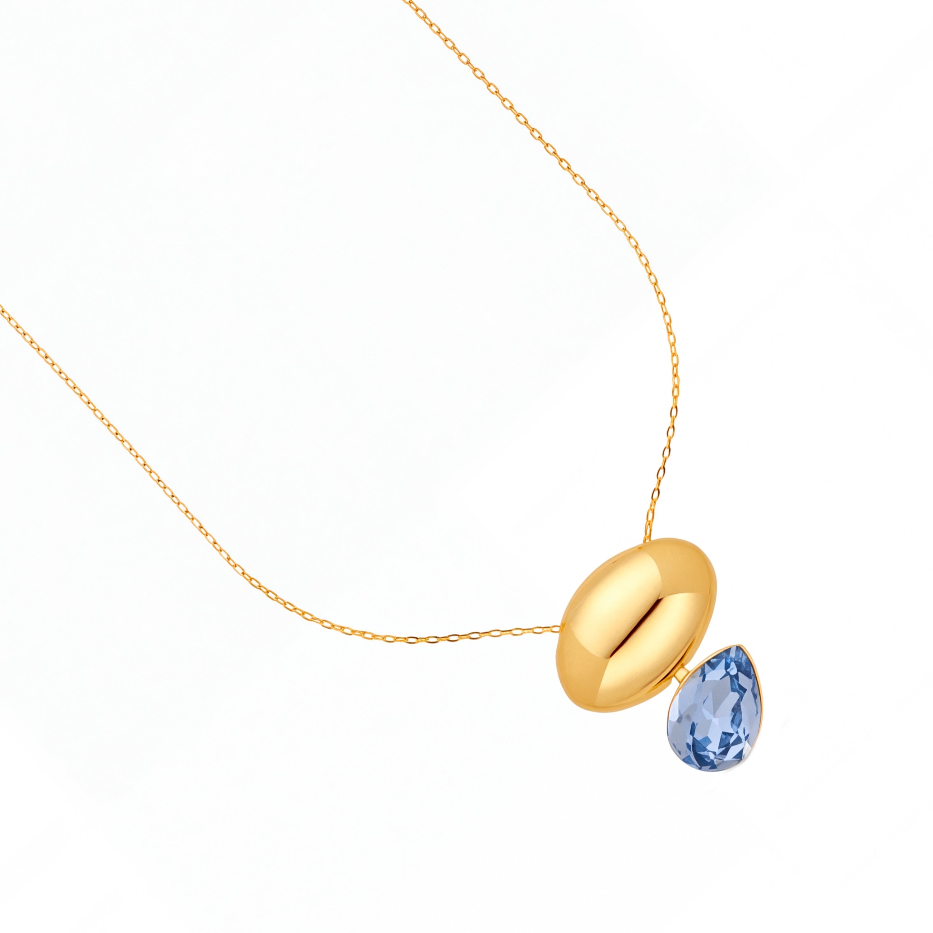 Collier en cristal bleu finition or jaune 18 carats - Meis