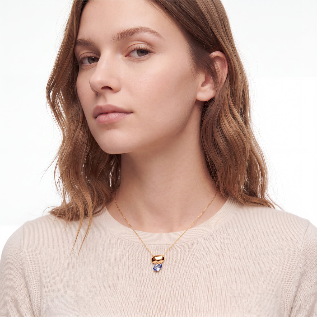 Collier en cristal bleu finition or jaune 18 carats - Meis