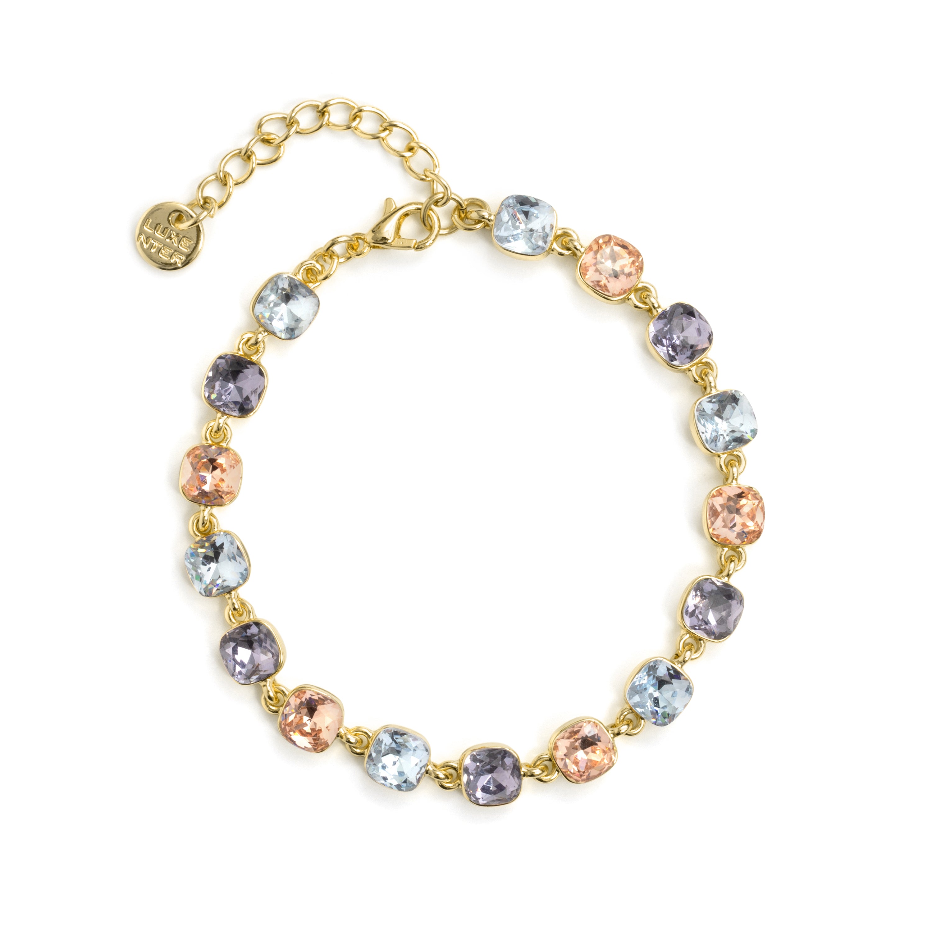 Multicolor crystal necklace, finished in 18k yellow gold - Draham
