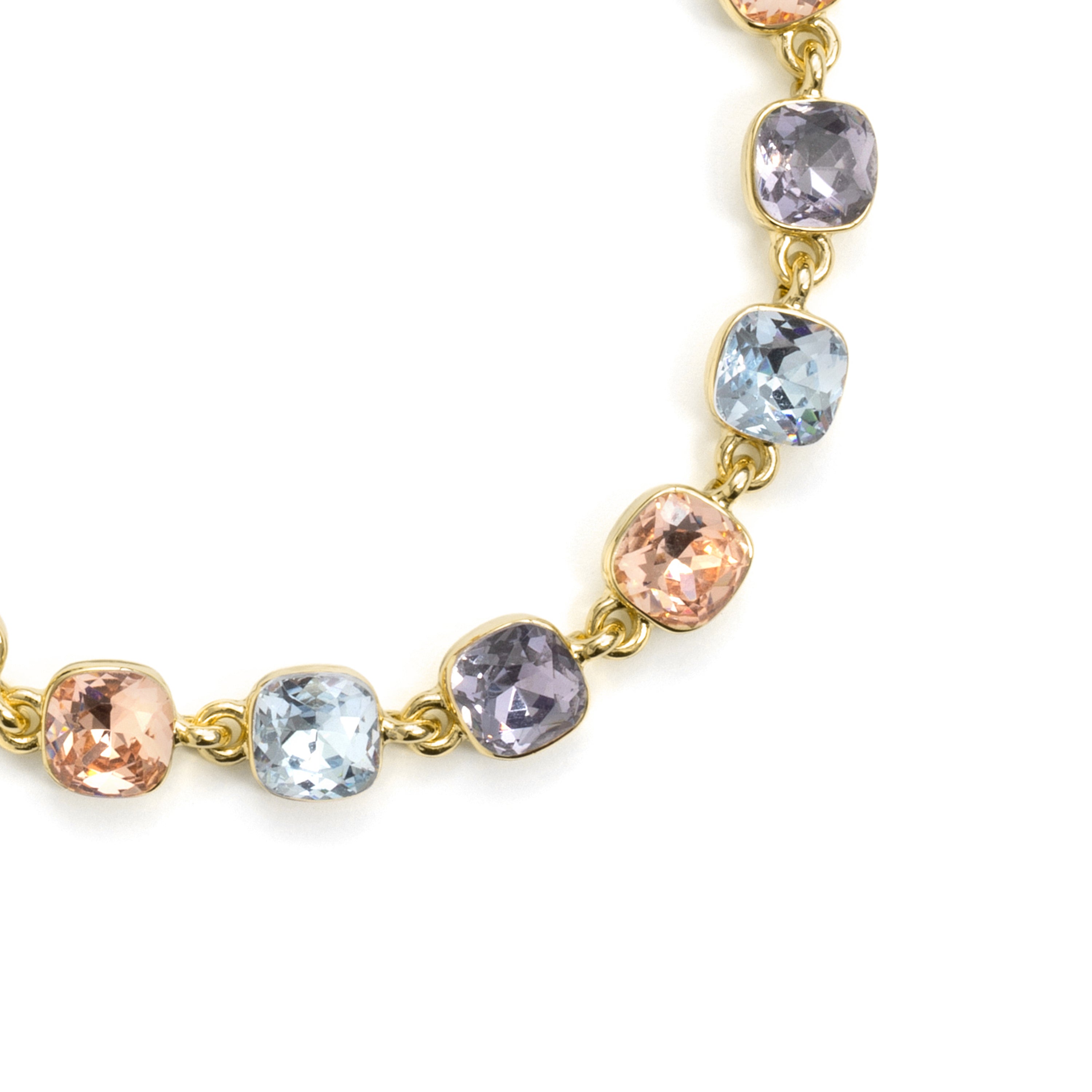 Multicolor crystal necklace, finished in 18k yellow gold - Draham