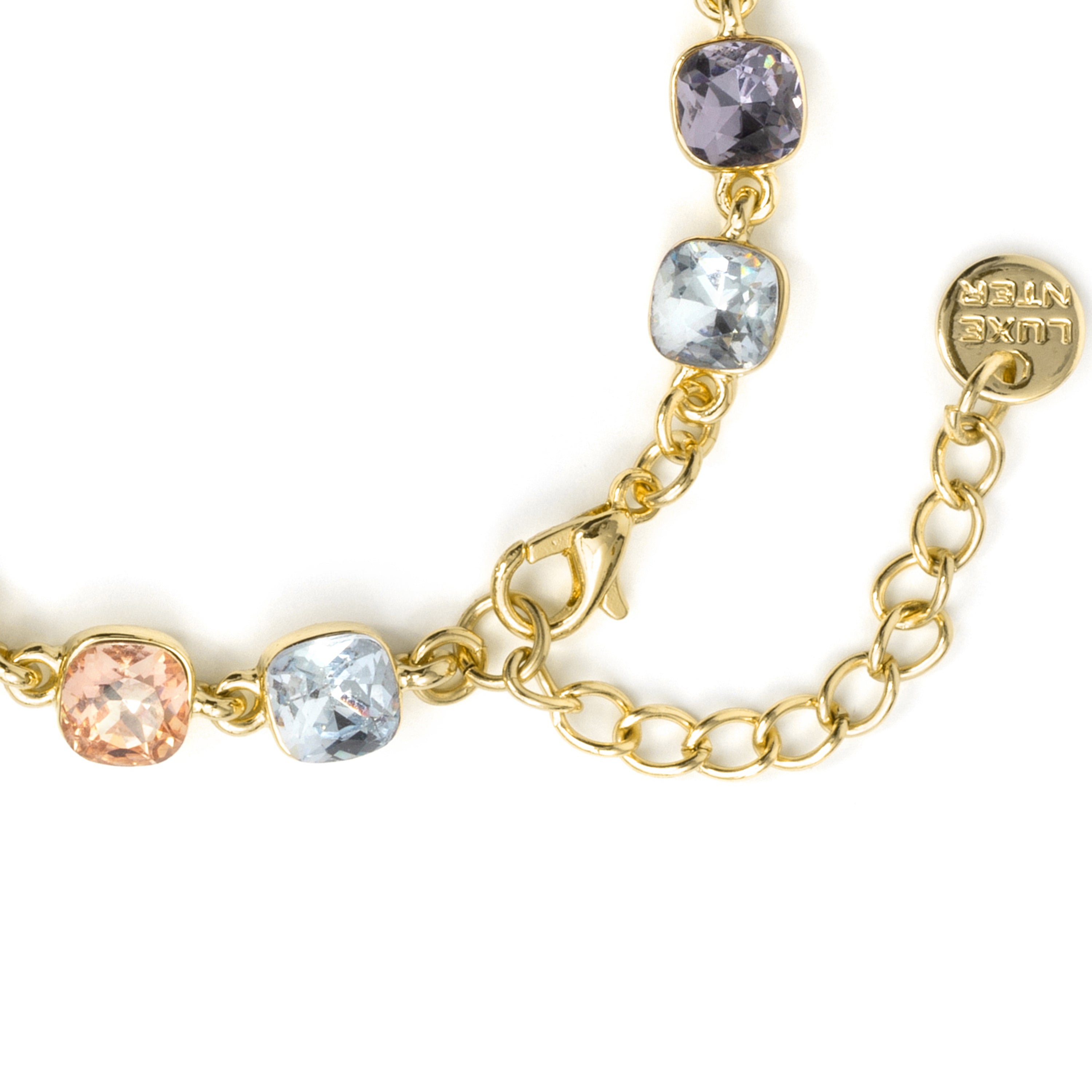 Multicolor crystal necklace, finished in 18k yellow gold - Draham