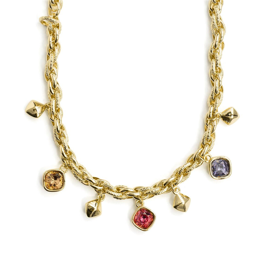 Collar de Cristal Multicolor acabado en oro amarillo de 18k - Moodab
