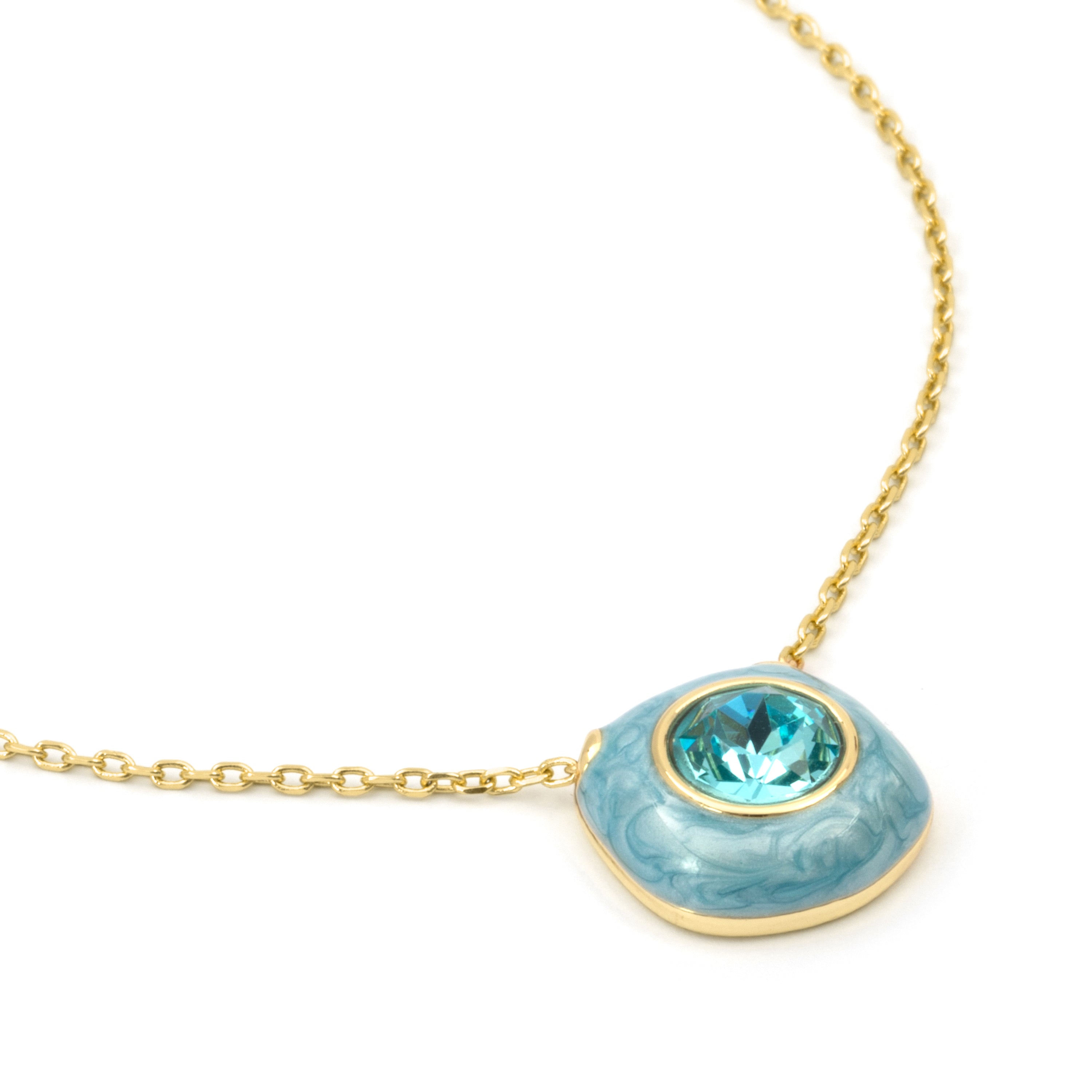 Collar de Cristal Azul acabado en oro amarillo de 18k - Krimley