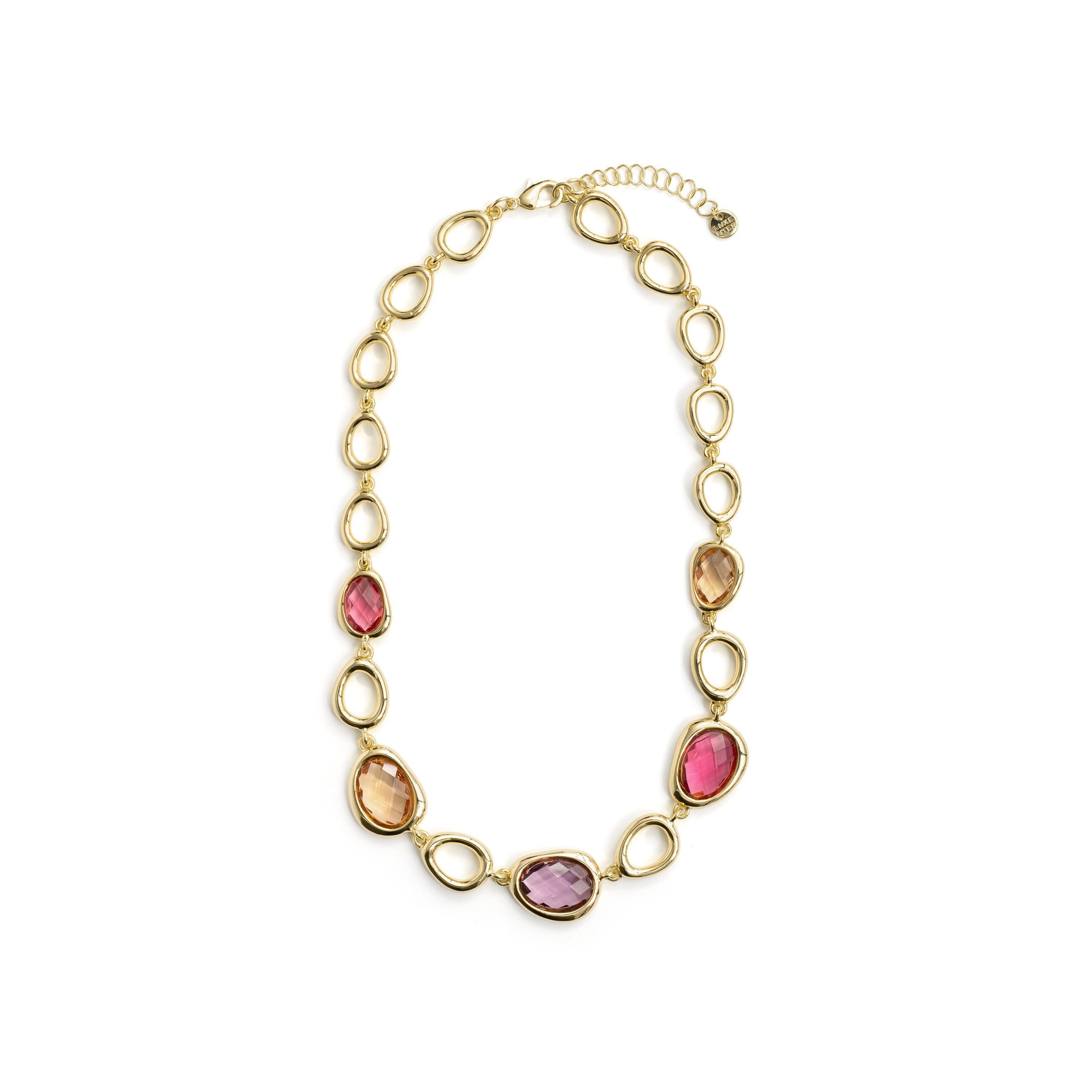 Collier en cristal multicolore avec finition en or jaune 18 carats - Rimya