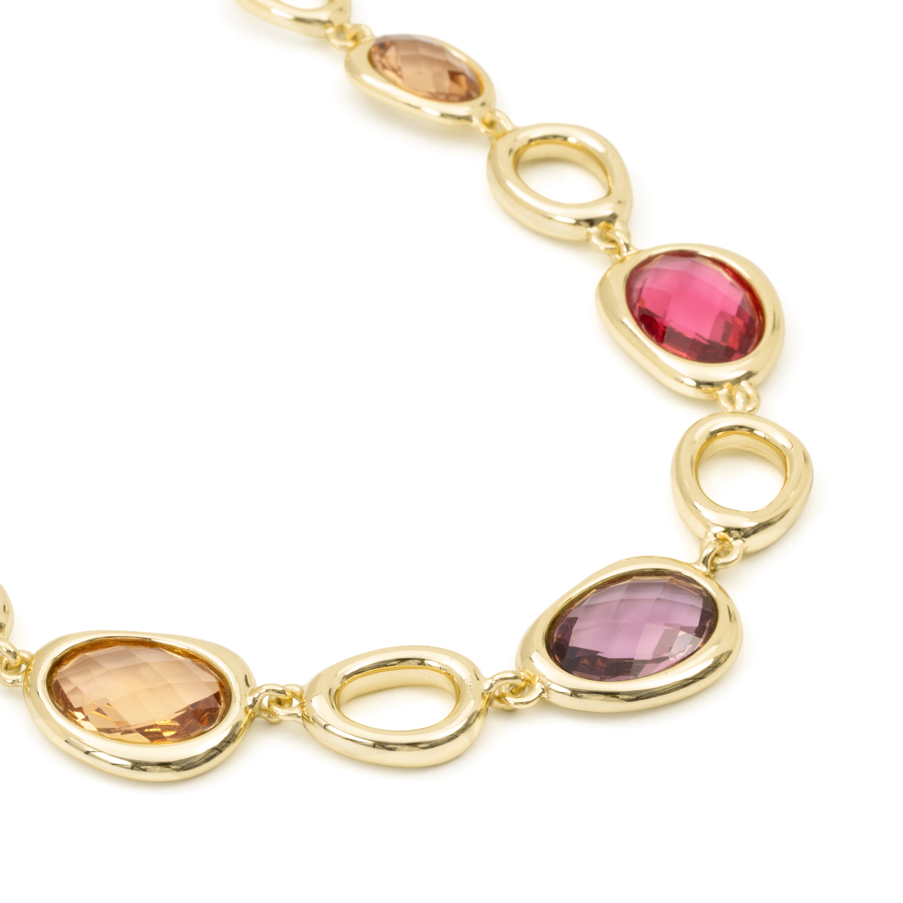 Collier en cristal multicolore avec finition en or jaune 18 carats - Rimya