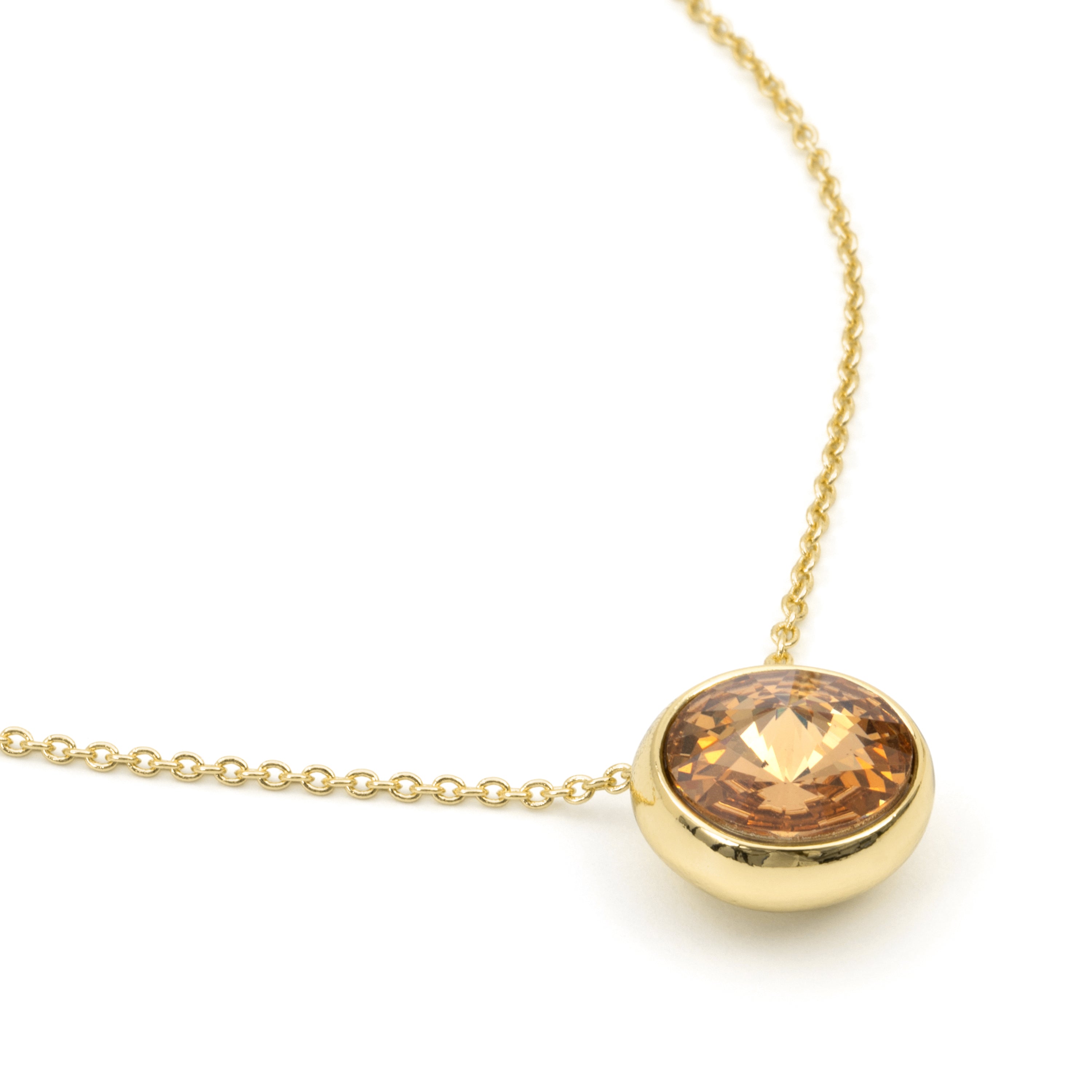 Collier en cristal champagne plaqué or jaune 18 carats - Nufa