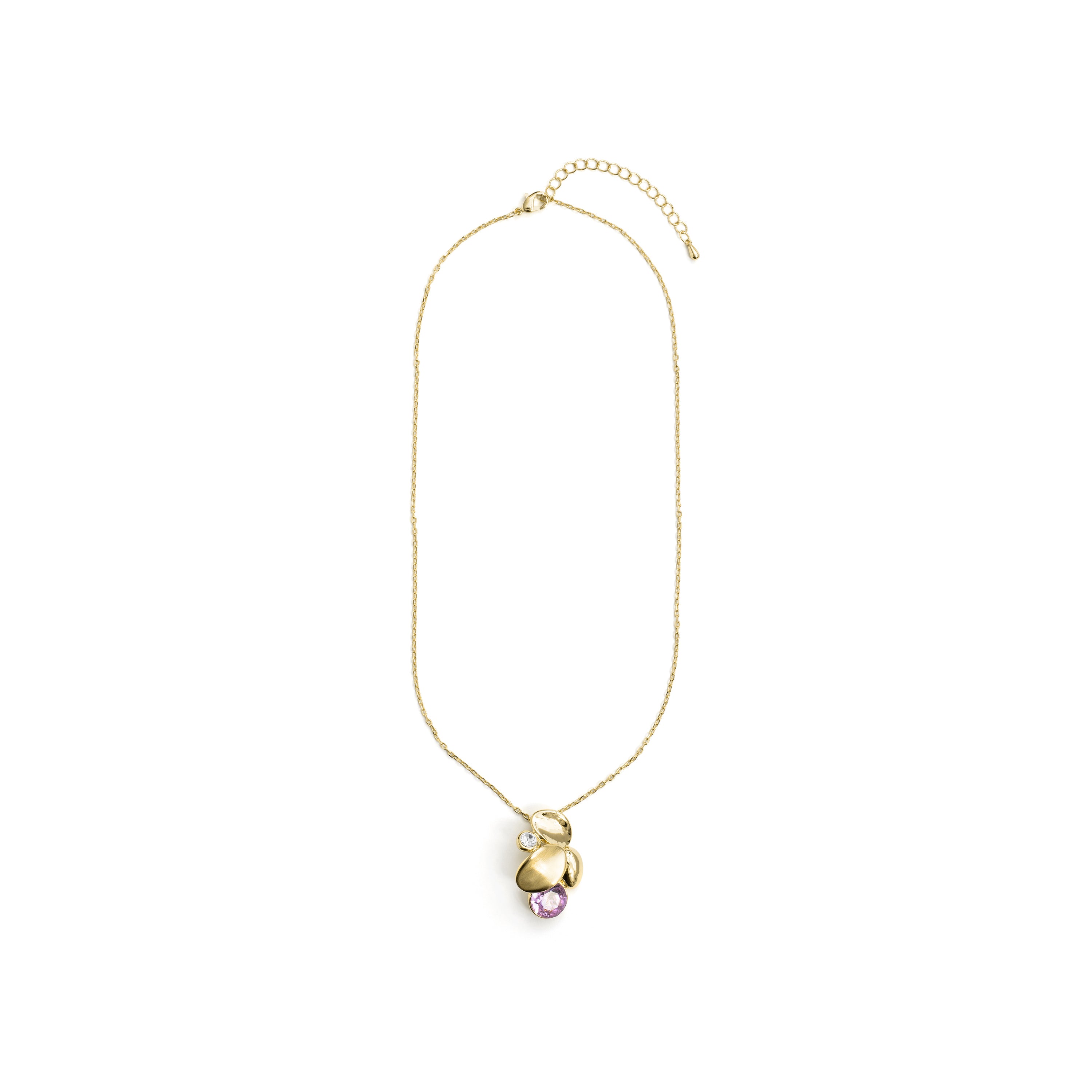 Purple crystal necklace with an 18k yellow gold finish - Guowa