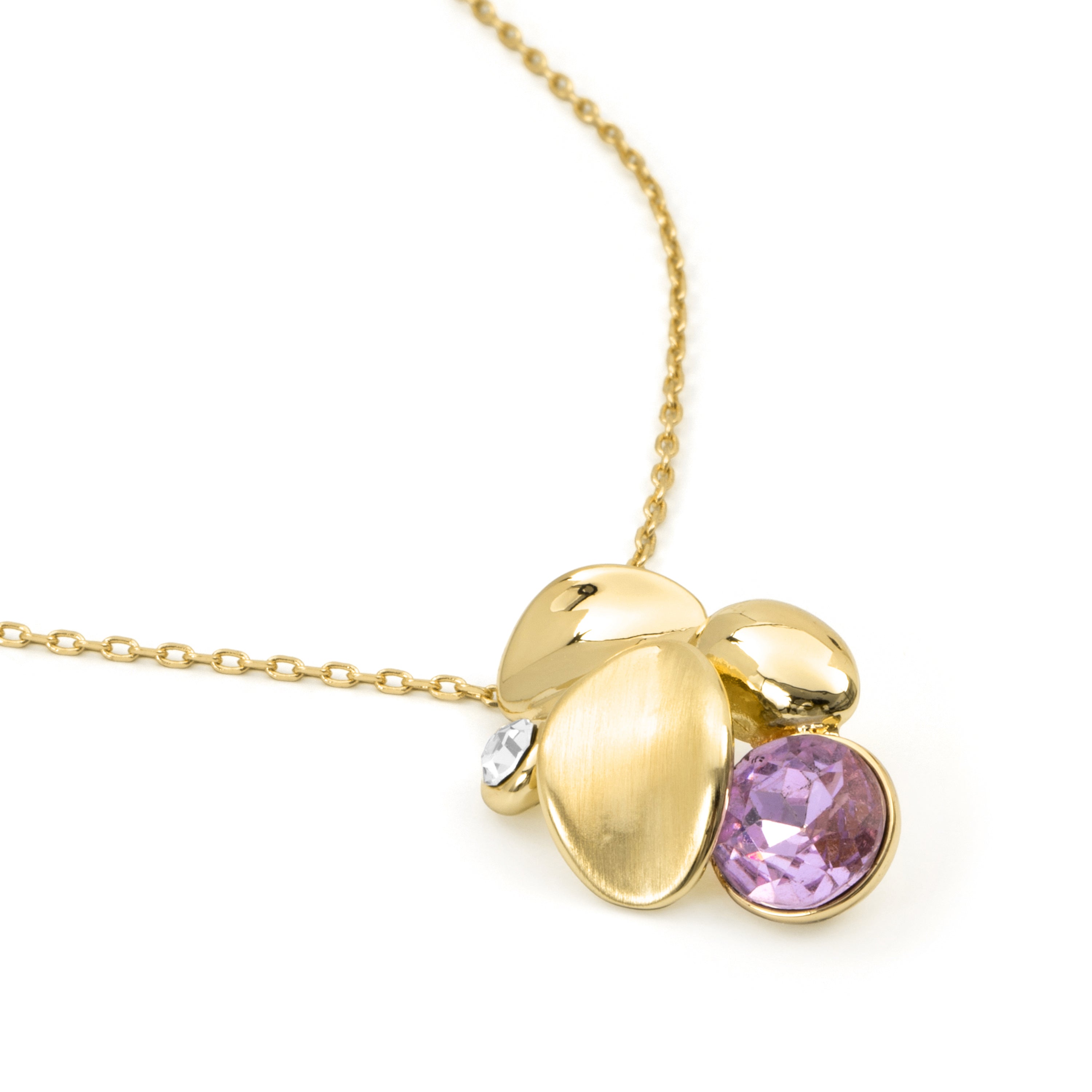 Purple crystal necklace with an 18k yellow gold finish - Guowa