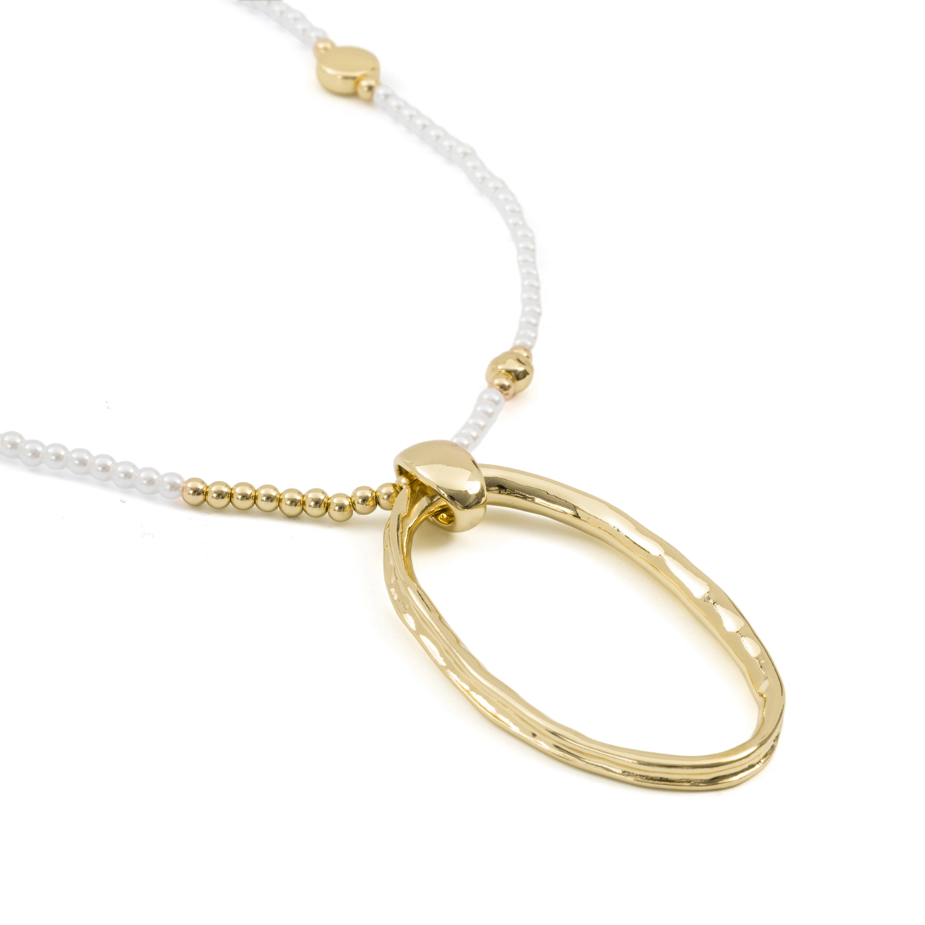Collar de Perla Blanca acabado en oro amarillo de 18k - Apdak