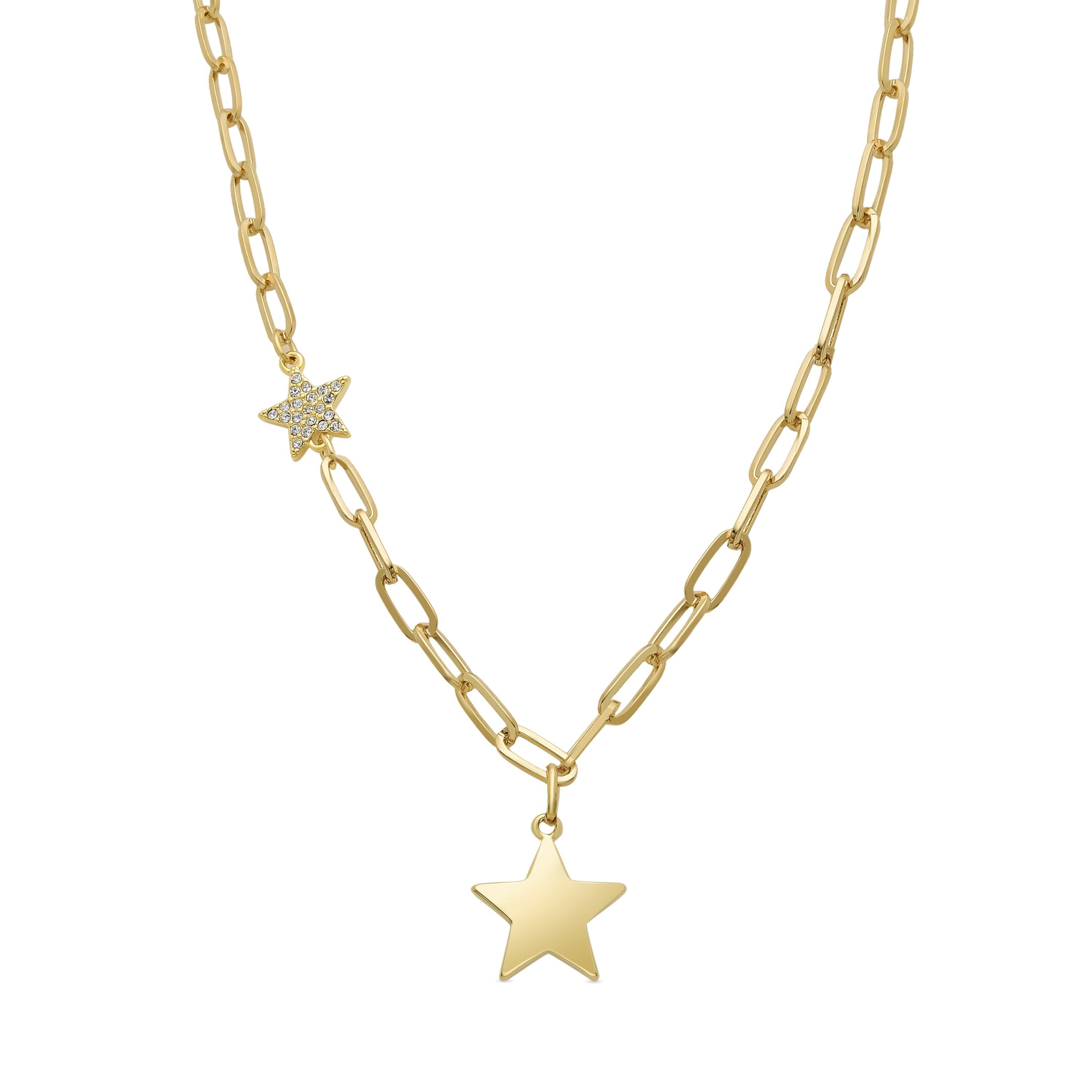 Collier en zircon brillant finition or jaune 18K - Étoile