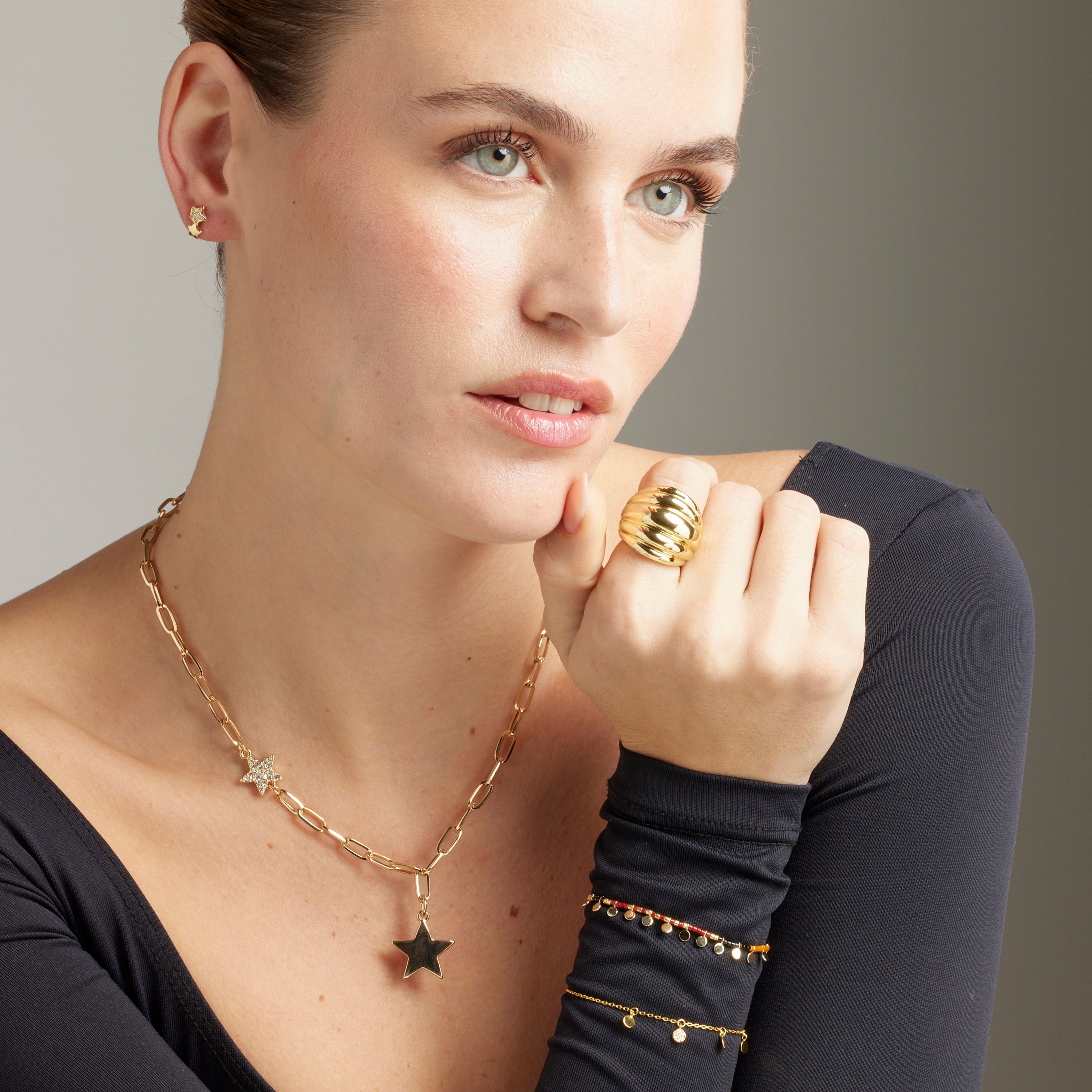 Collier en zircon brillant finition or jaune 18K - Étoile