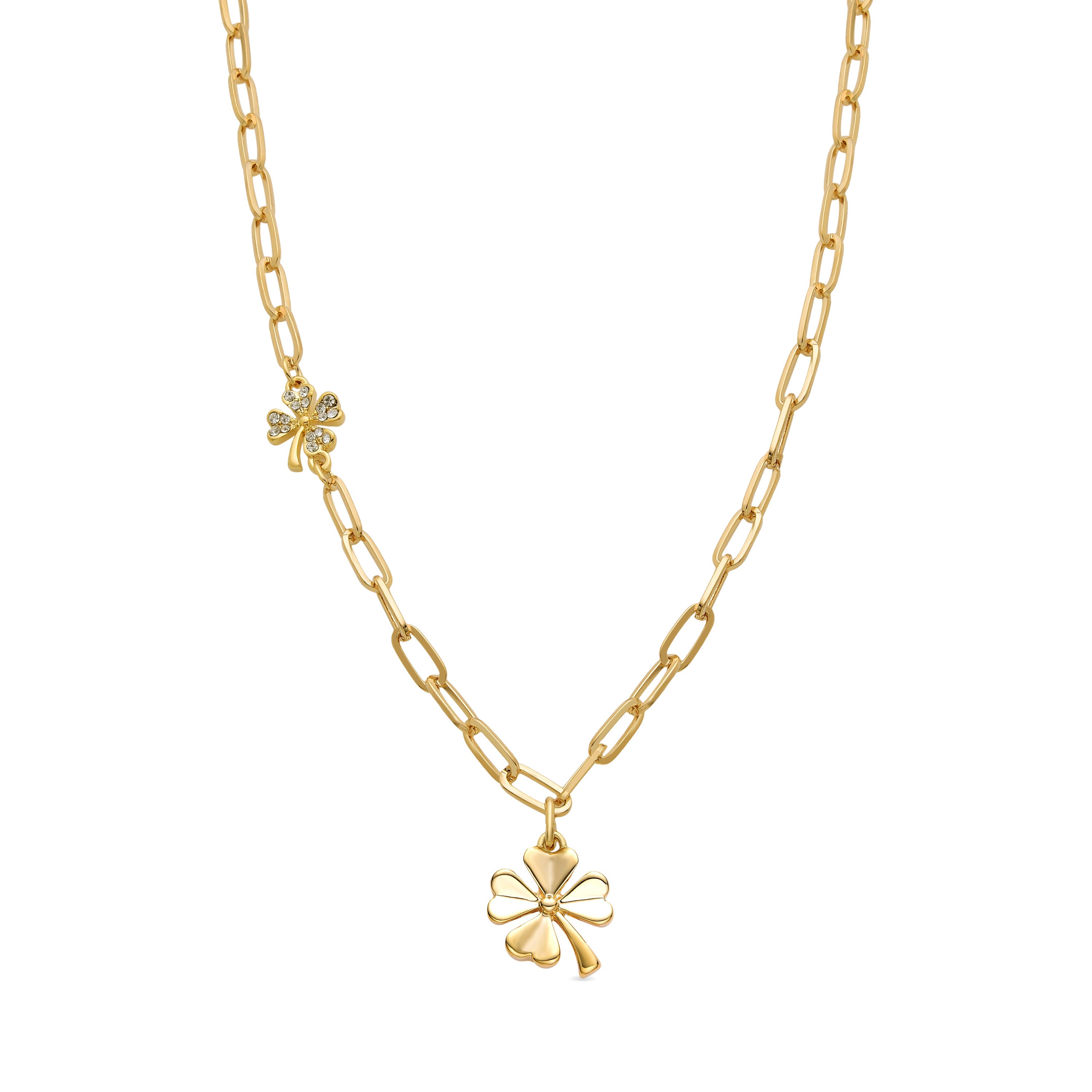 Collier en zircon brillant finition or jaune 18K - Fleur