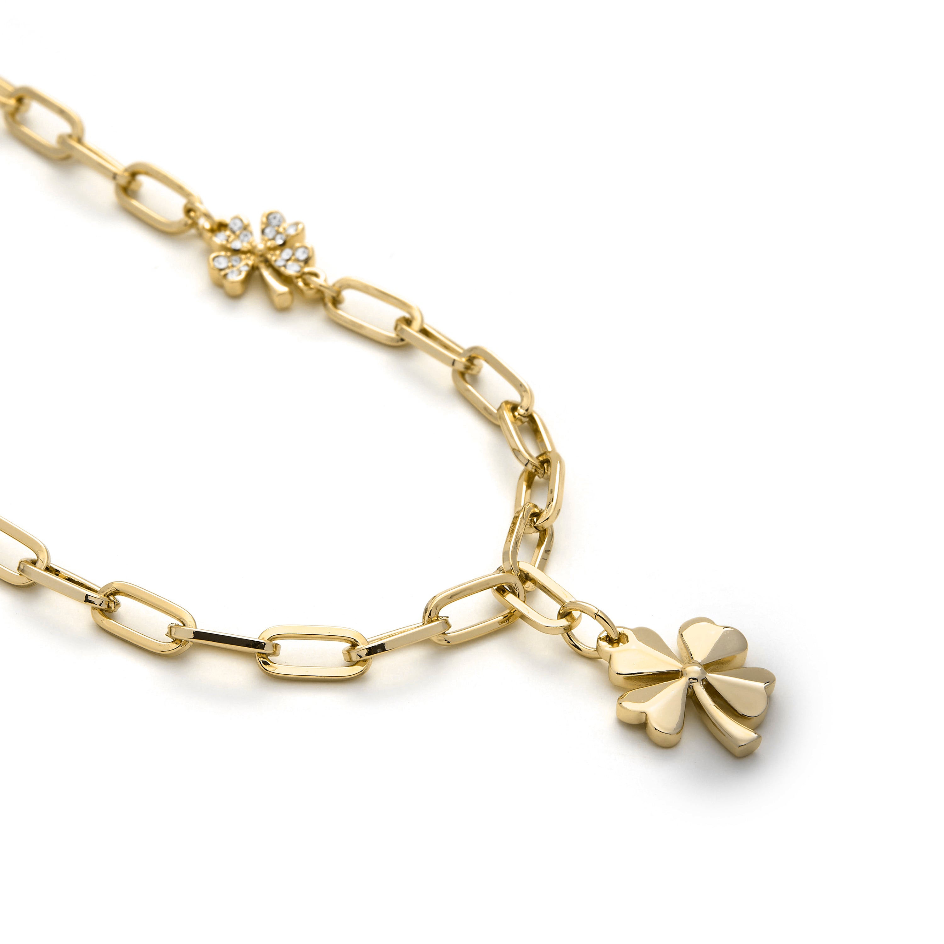 Collier en zircon brillant finition or jaune 18K - Fleur