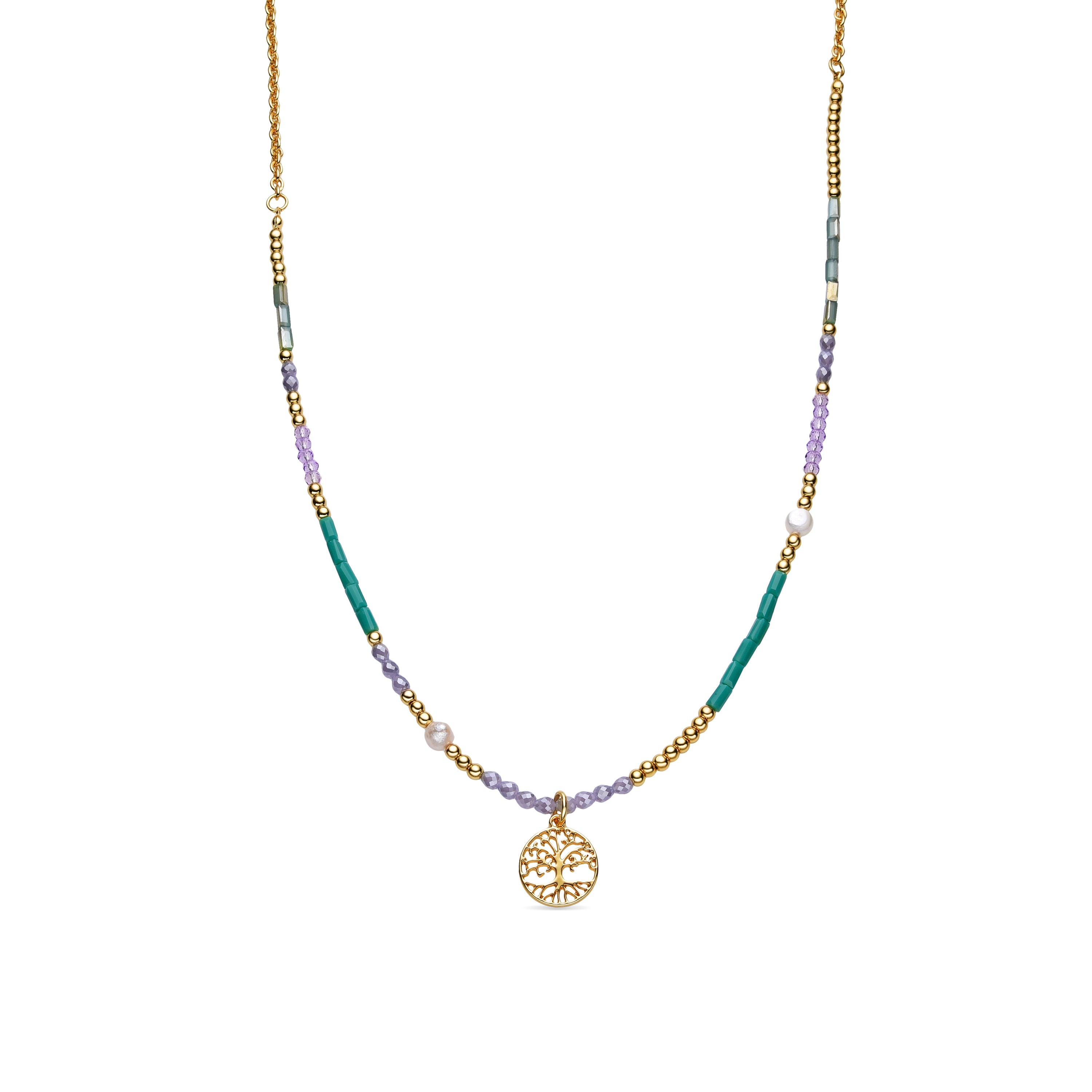 Colar com Cristal Azul acabamento em ouro 18k - Zorsi