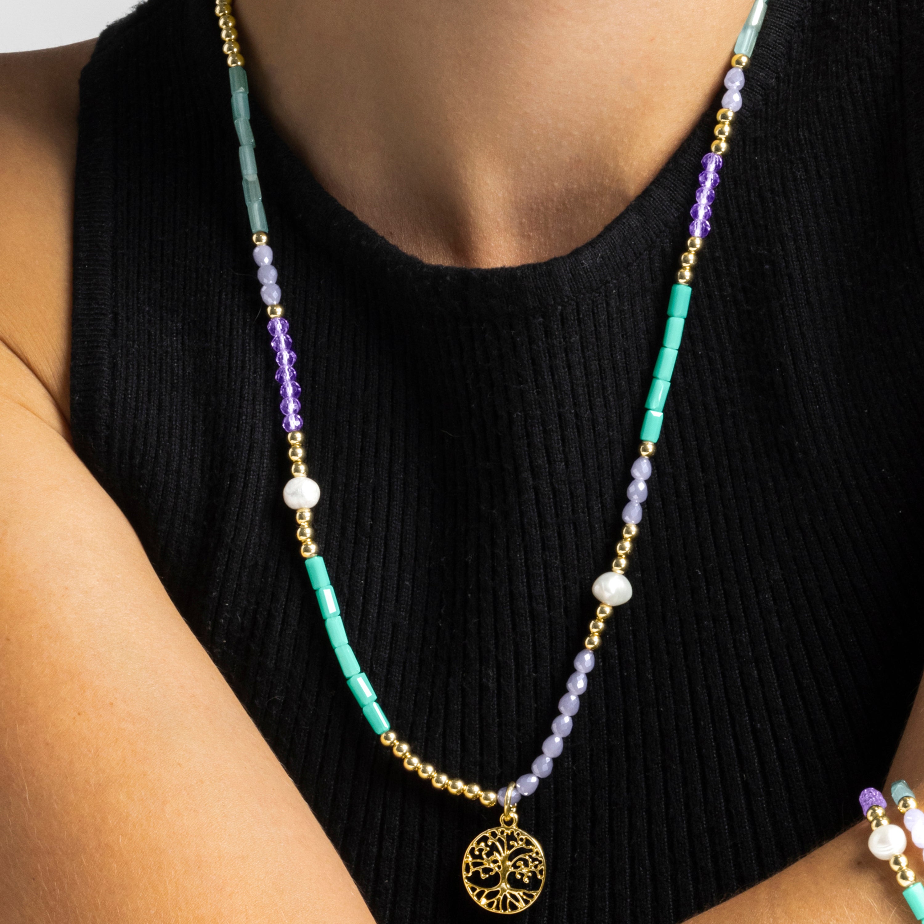 Collana con Cristallo Blu finitura oro 18k - Zorsi