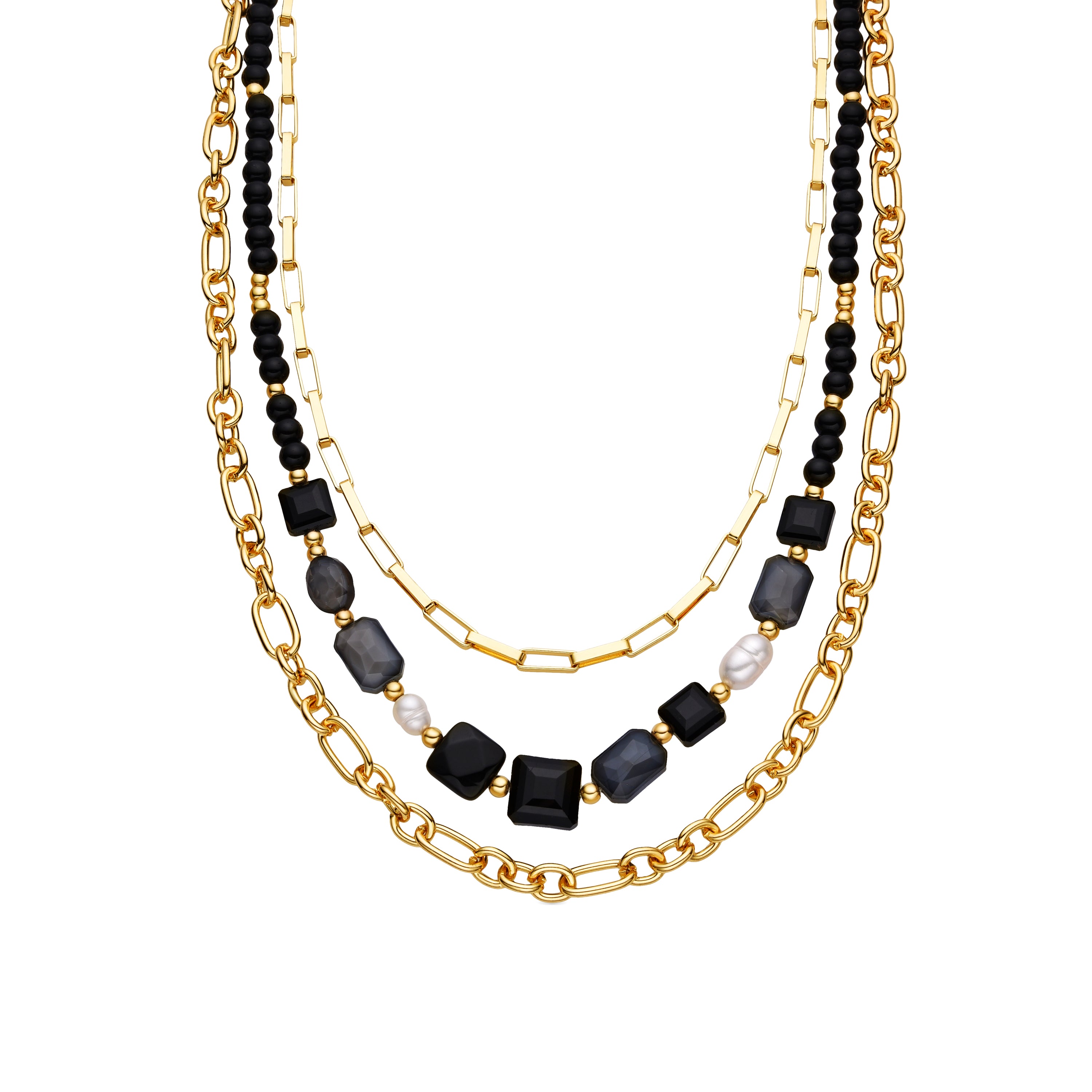 Halskette mit schwarzem Harz, 18k Gold-Finish - Nyste