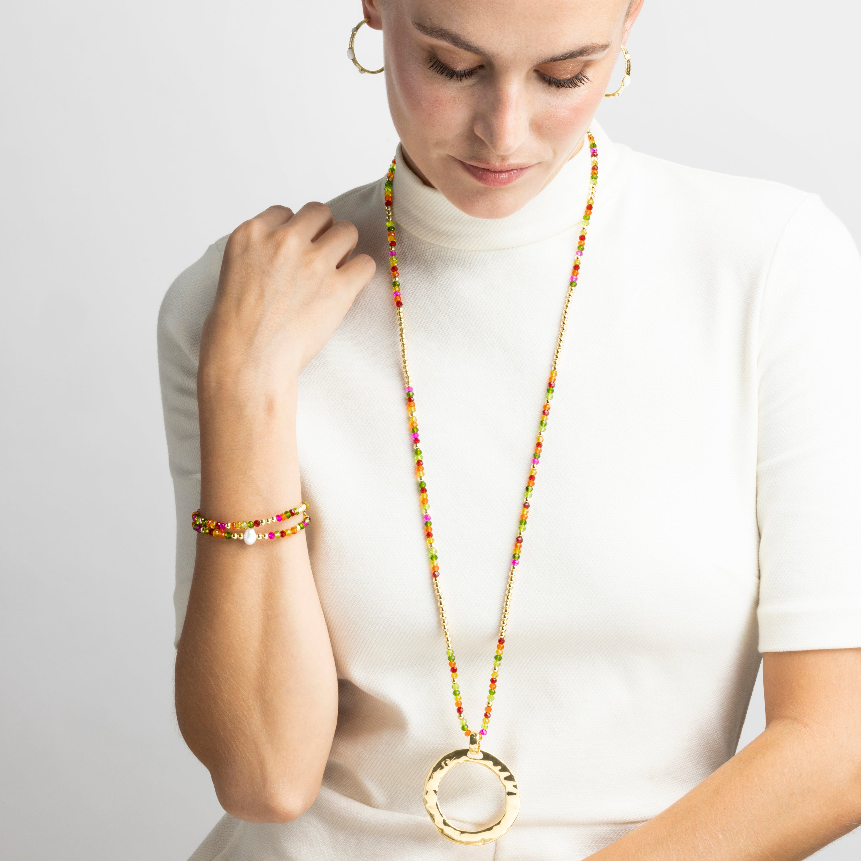 Collana con Cristallo Rosa finitura oro 18k - Miota