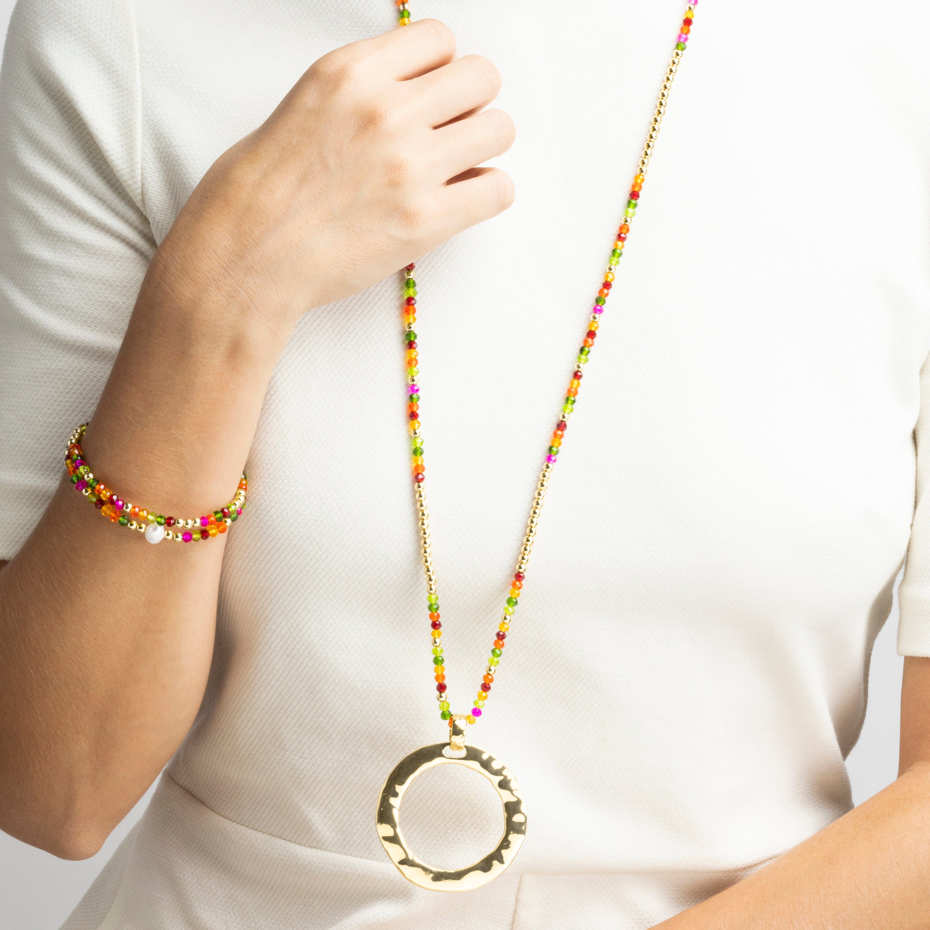 Collana con Cristallo Rosa finitura oro 18k - Miota