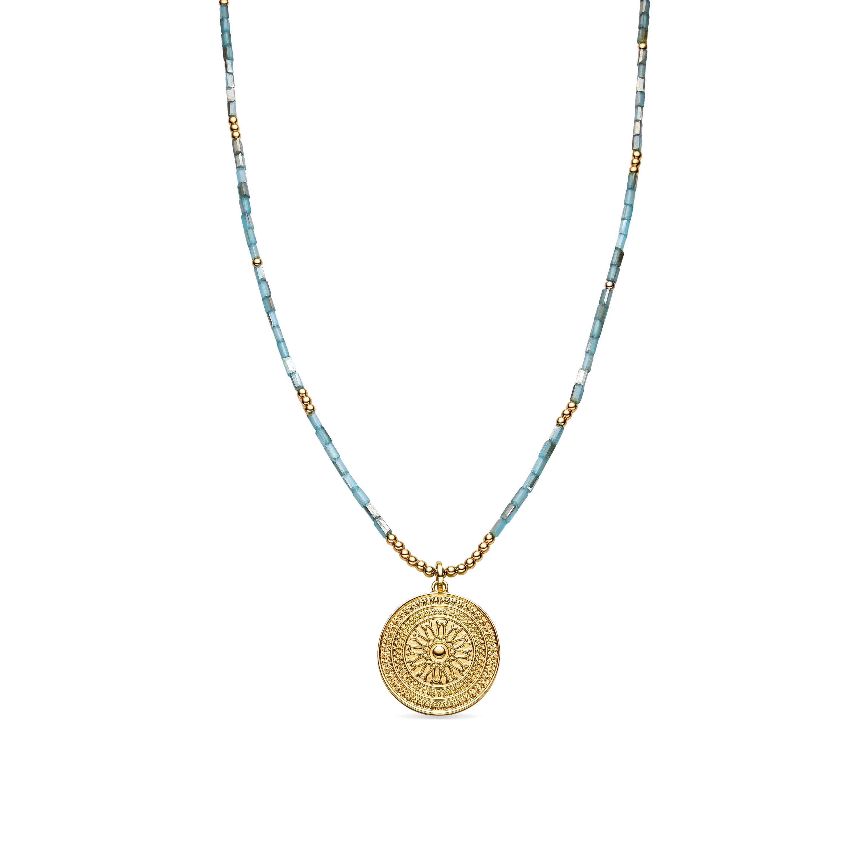 Collar with Blue Crystal finished in 18k gold - Thyu