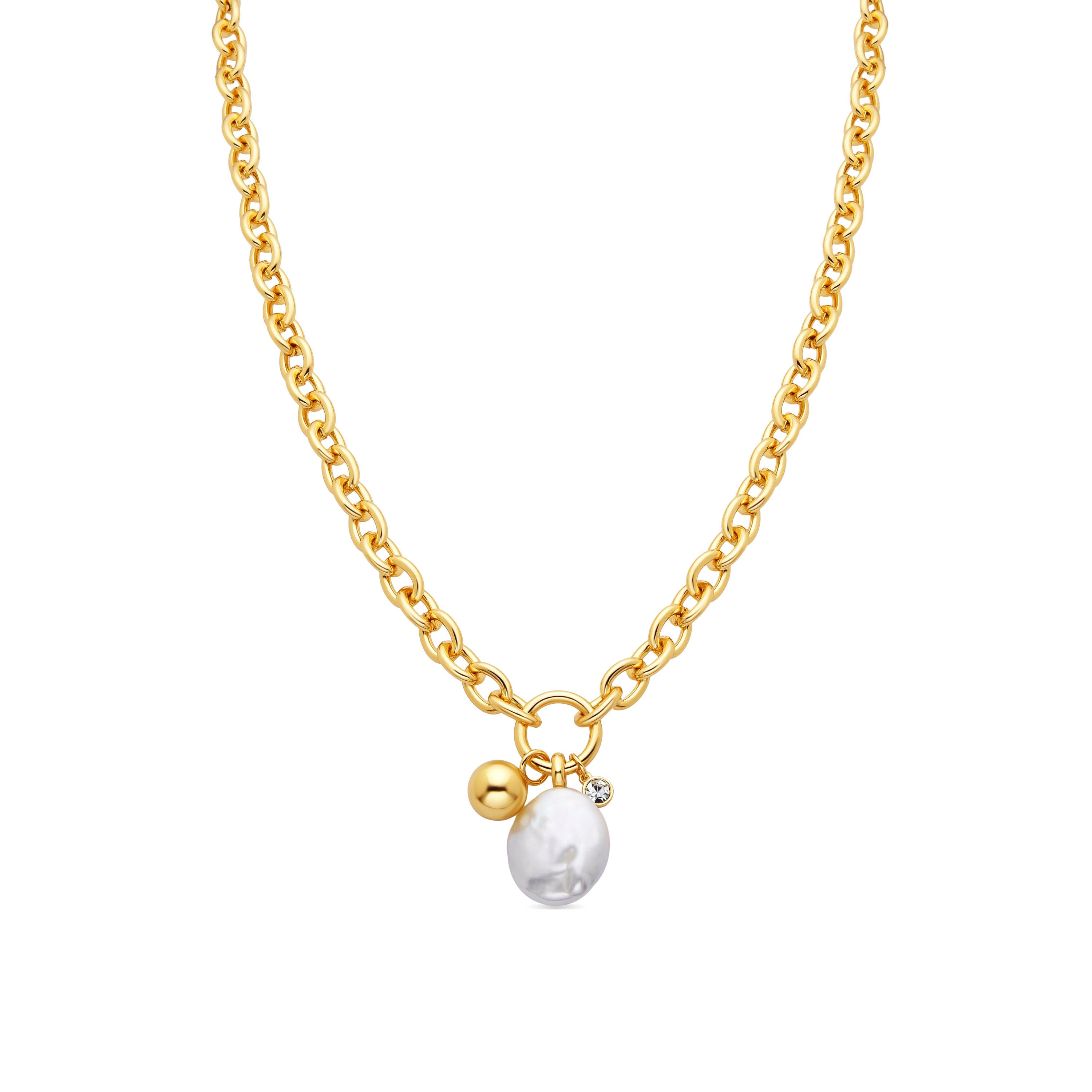 Collar acabado oro amarillo de 18k y Perla Blanca - Rinwe