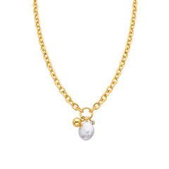 Collar acabado oro amarillo de 18k y Perla Blanca - Rinwe