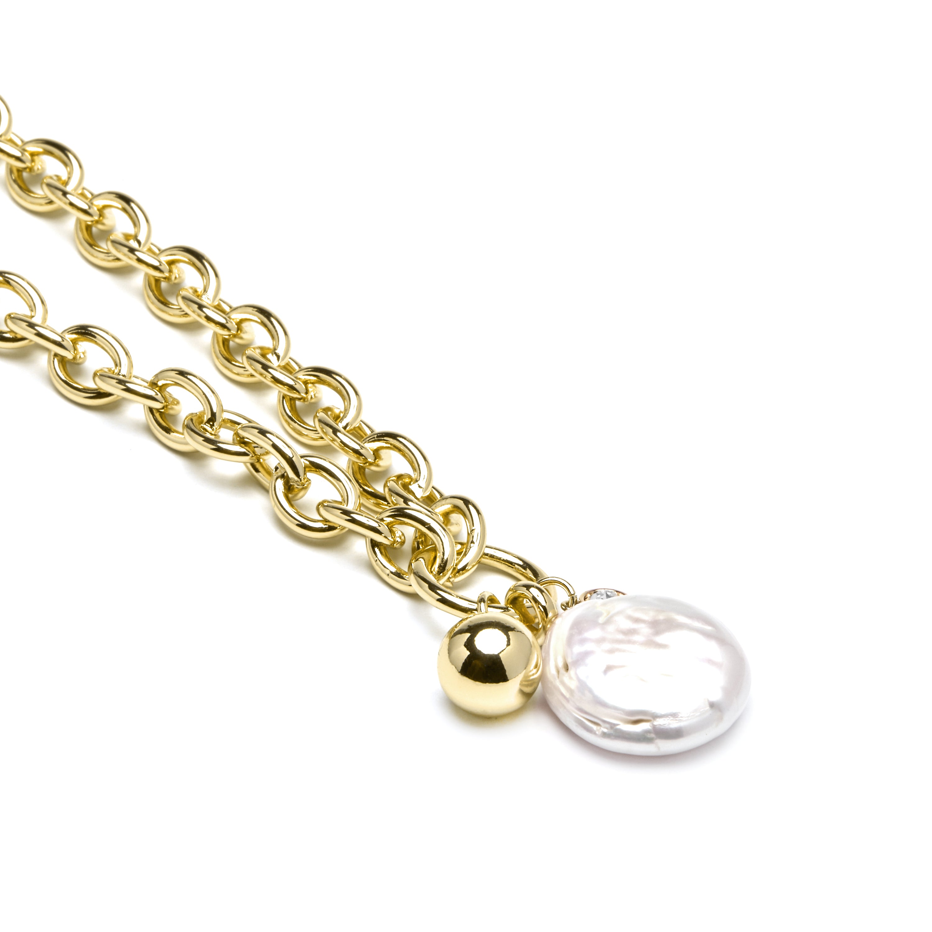 Halskette aus 18k Gelbgold und Weißer Perle - Rinwe