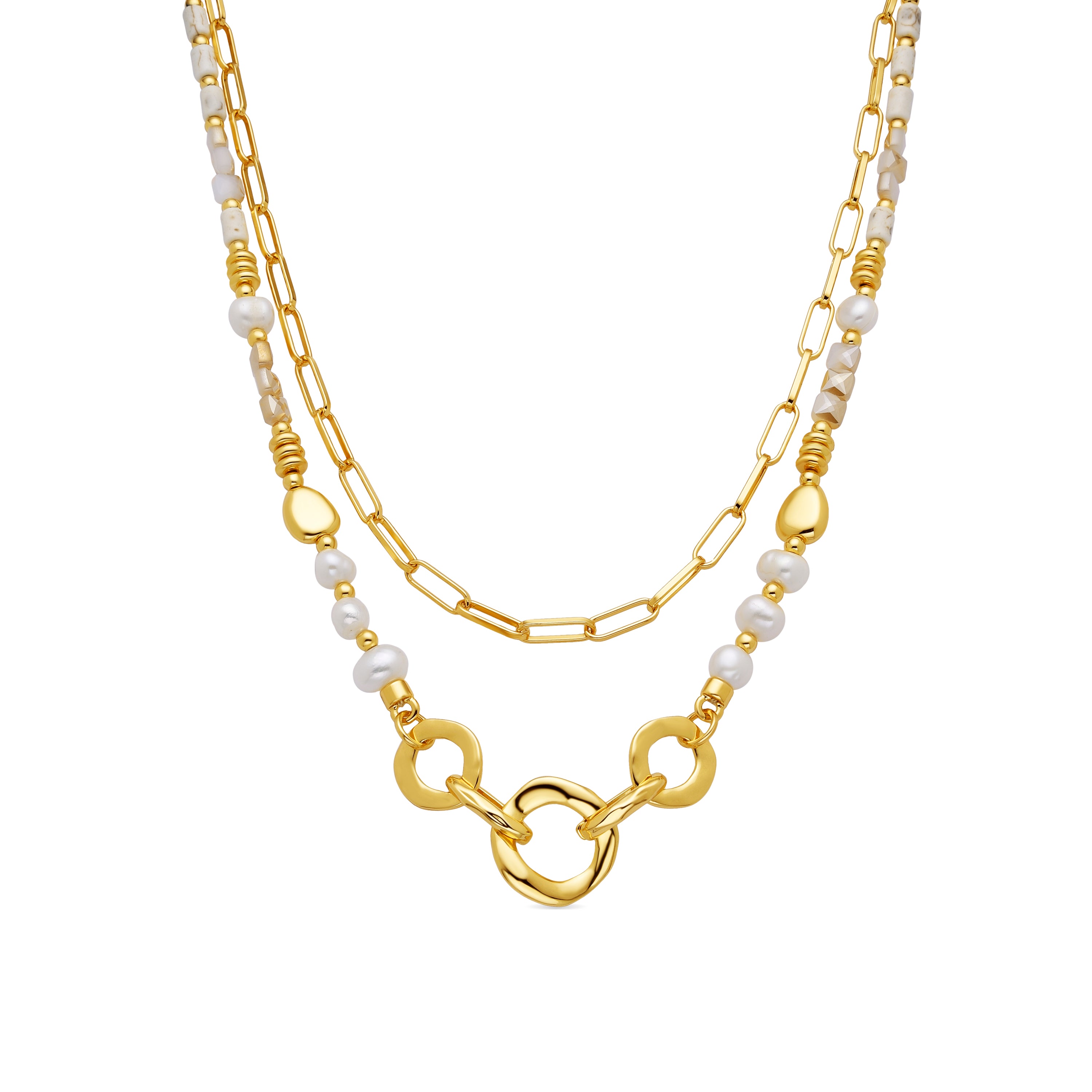 Colar acabado em ouro amarelo de 18k e Pérola Branca - Diriki