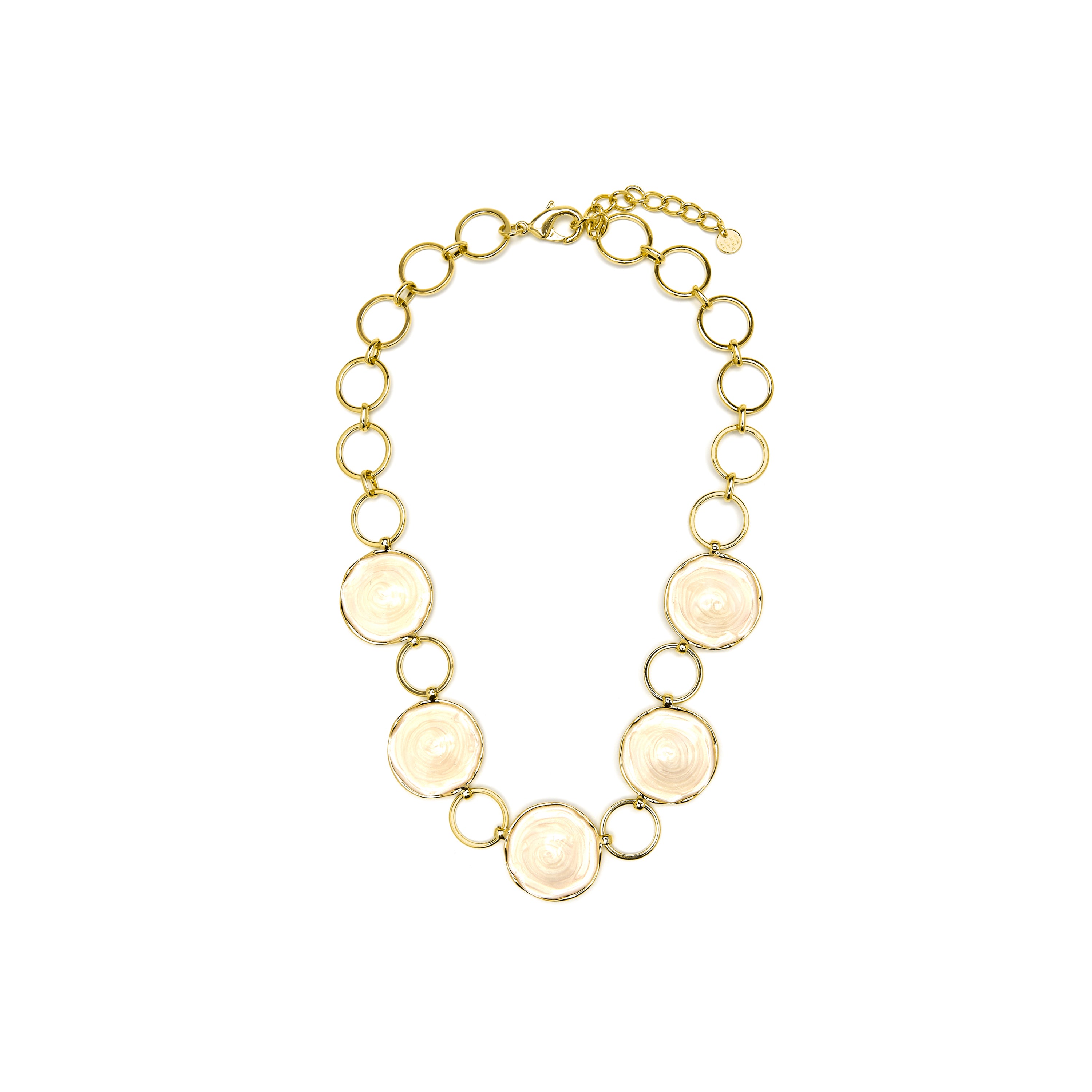 Colar acabado em ouro amarelo de 18k e lacado branco - Huldio