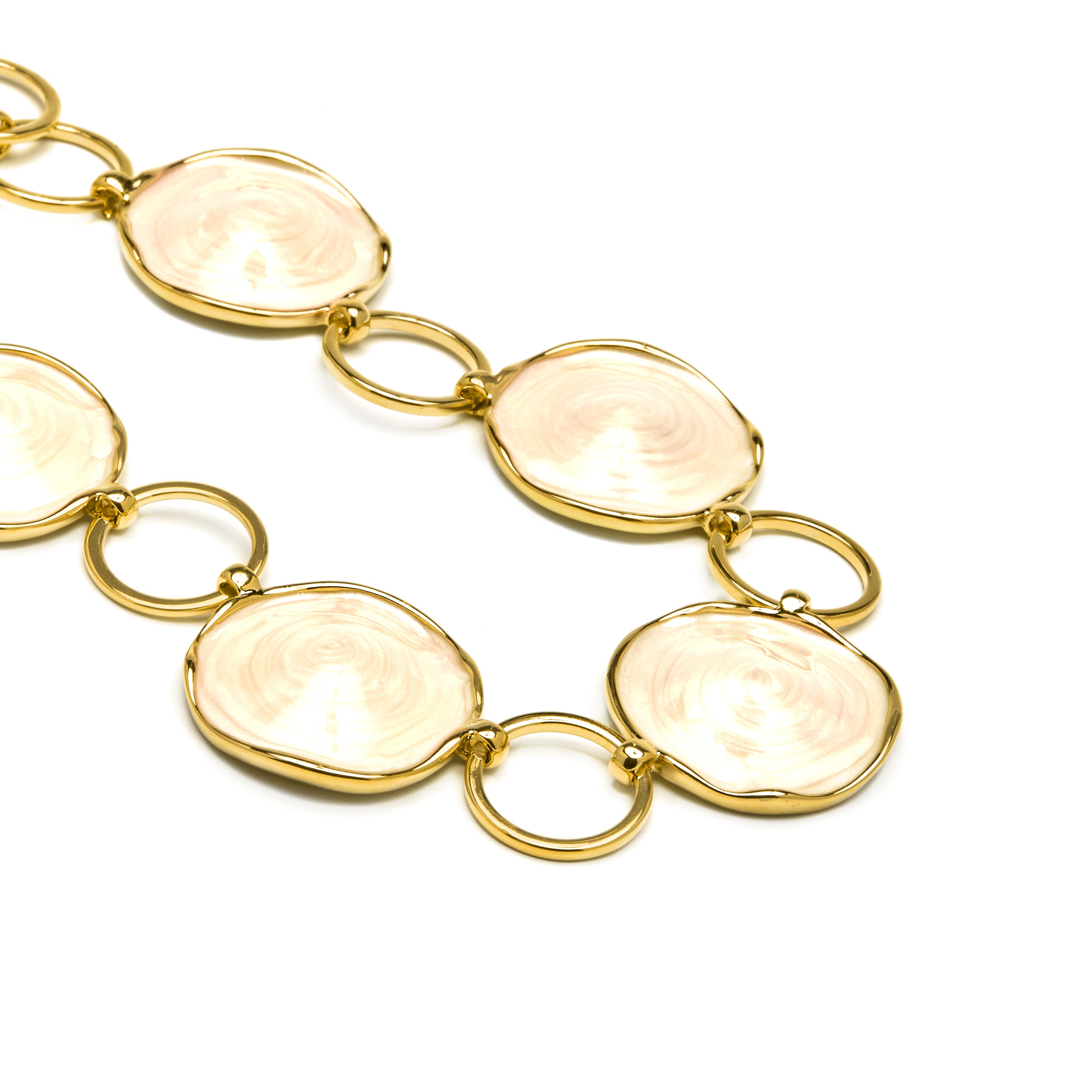 Colar acabado em ouro amarelo de 18k e lacado branco - Huldio