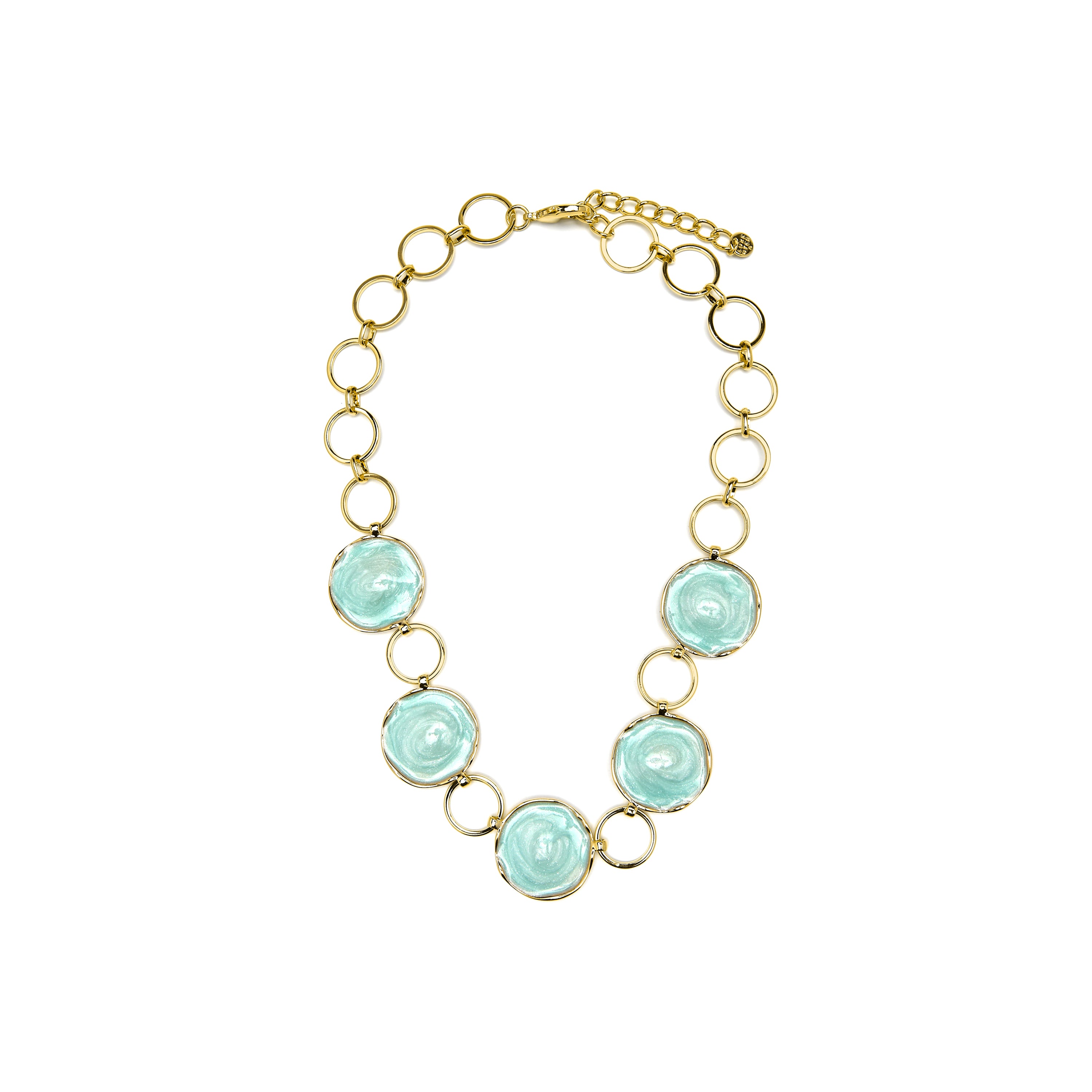 Colar Huldio de lacado azul com acabamento em ouro amarelo de 18k