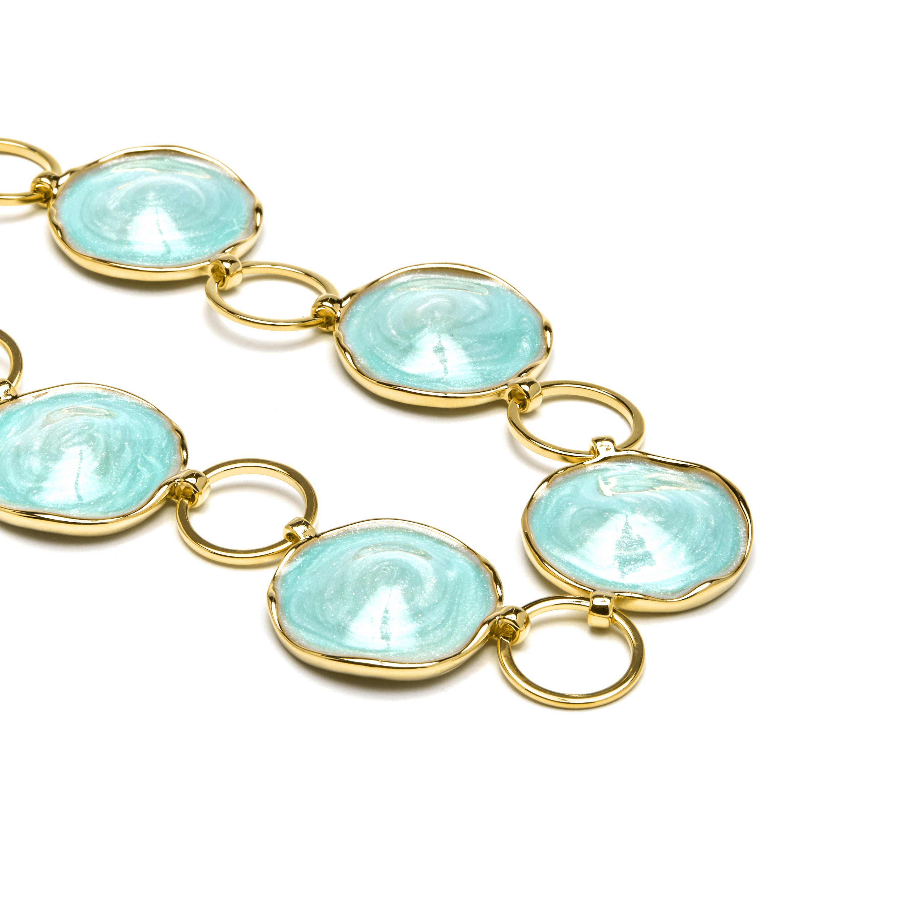 Colar Huldio de lacado azul com acabamento em ouro amarelo de 18k