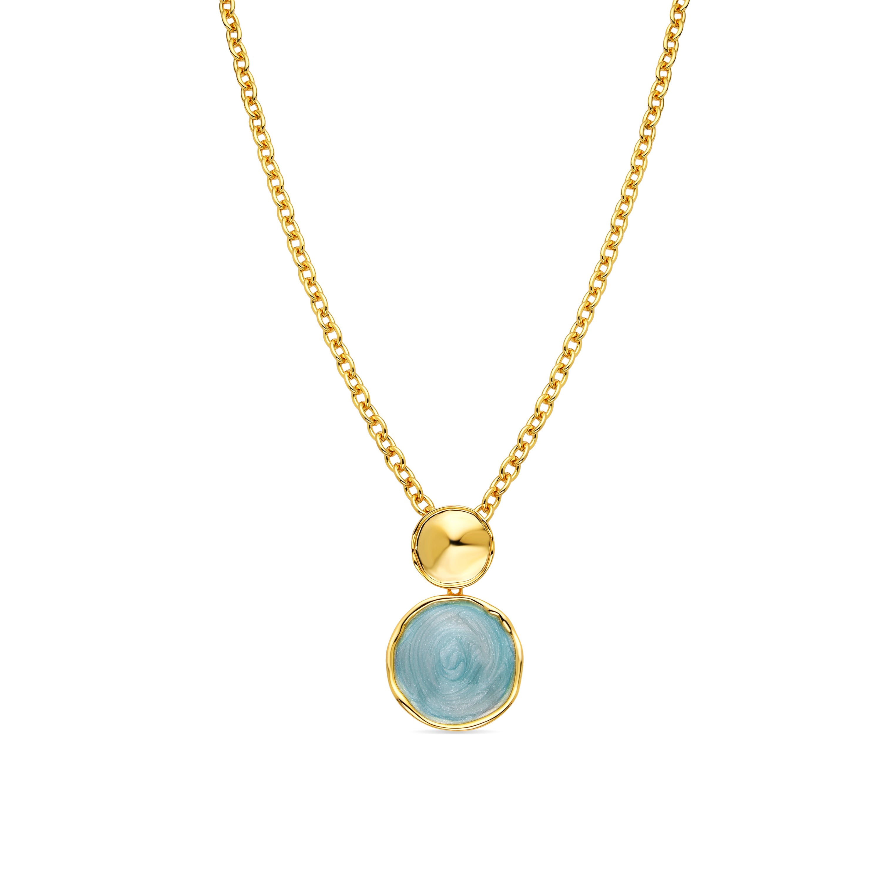 Collana Talorzi in lacca blu con finitura in oro giallo 18k