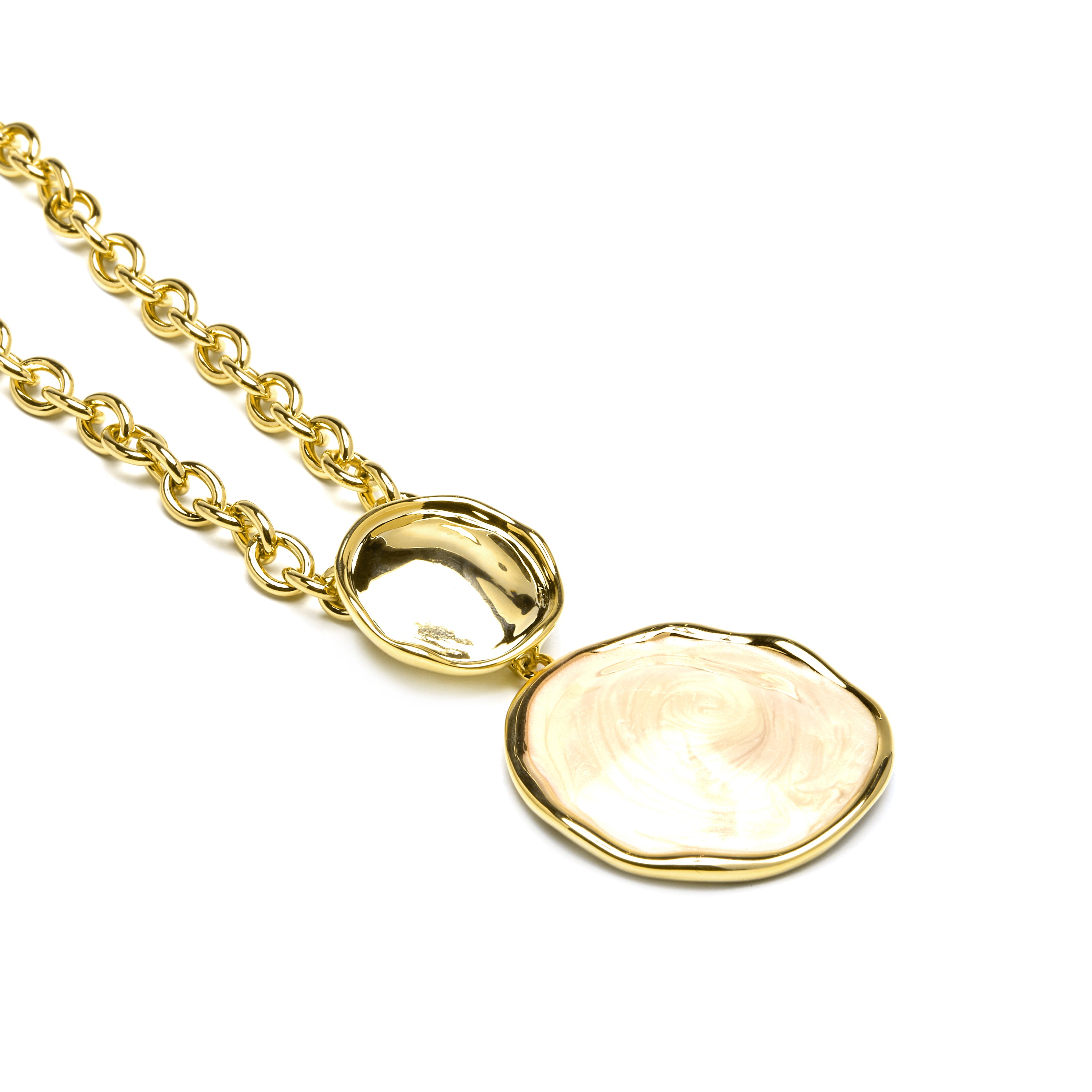 Collana Talorzi in lacca blu con finitura in oro giallo 18k