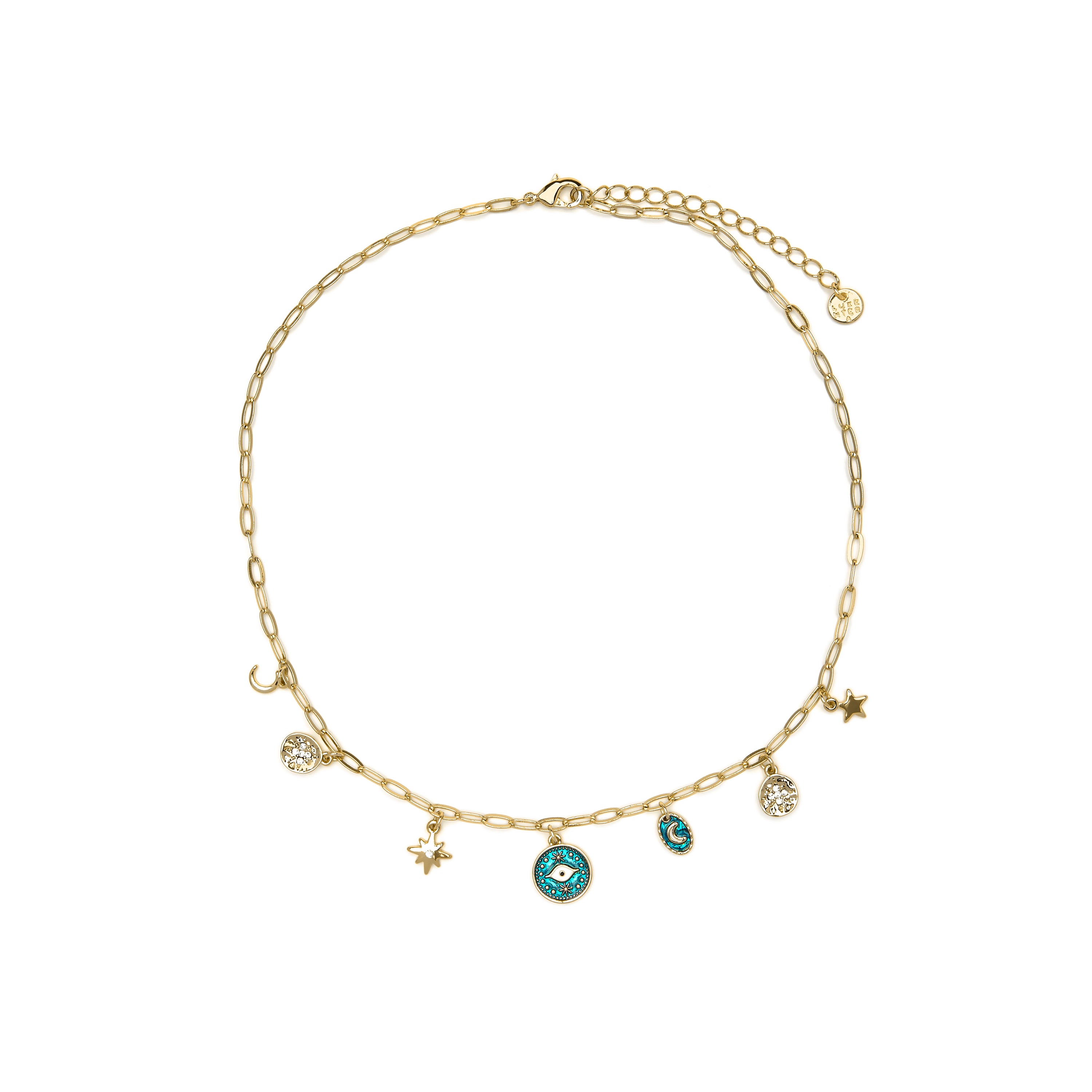 18k Yellow Gold Finished Necklace and Blue Resin - Wiwik