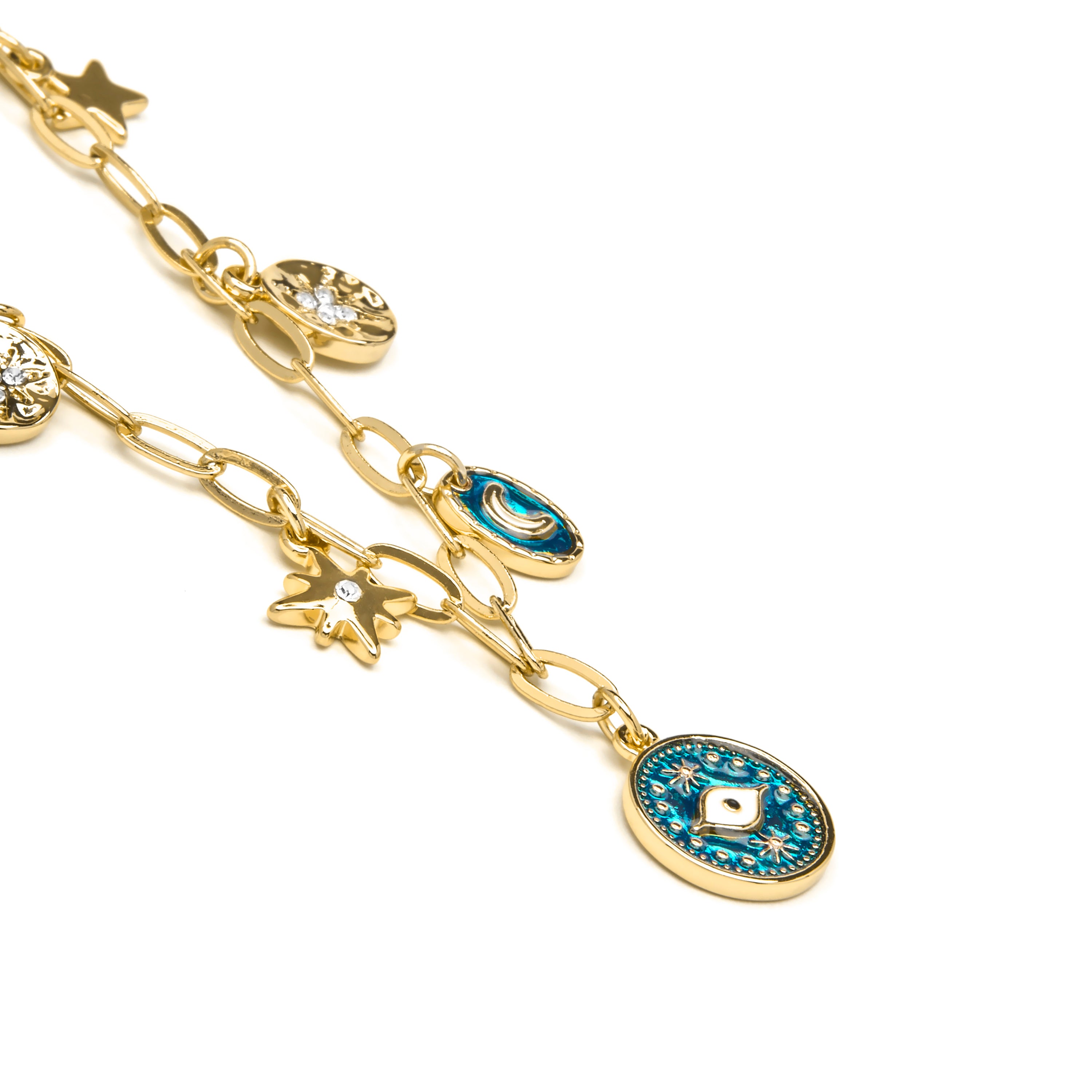 18k Yellow Gold Finished Necklace and Blue Resin - Wiwik
