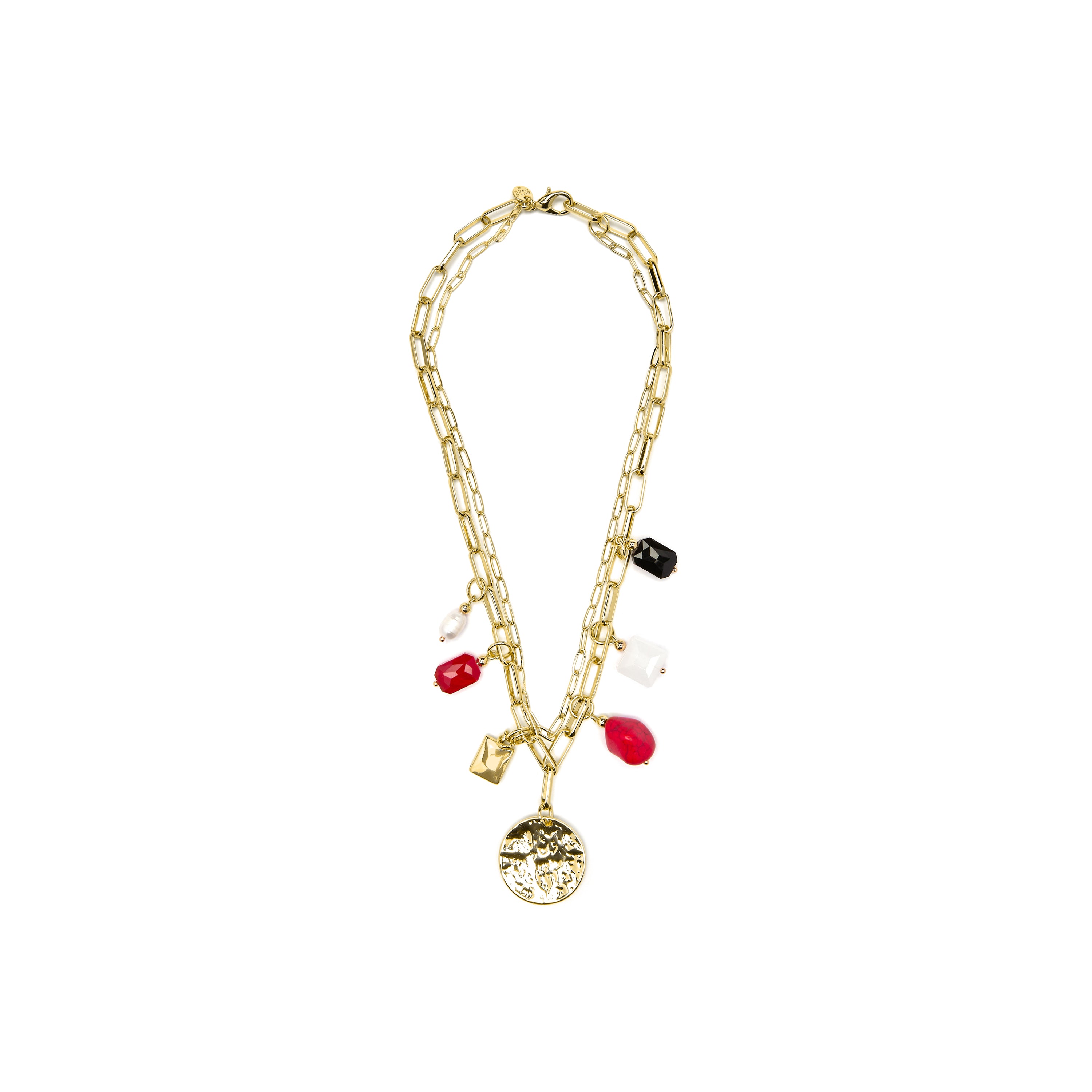 Collier finition or jaune 18k et corail - Lyho